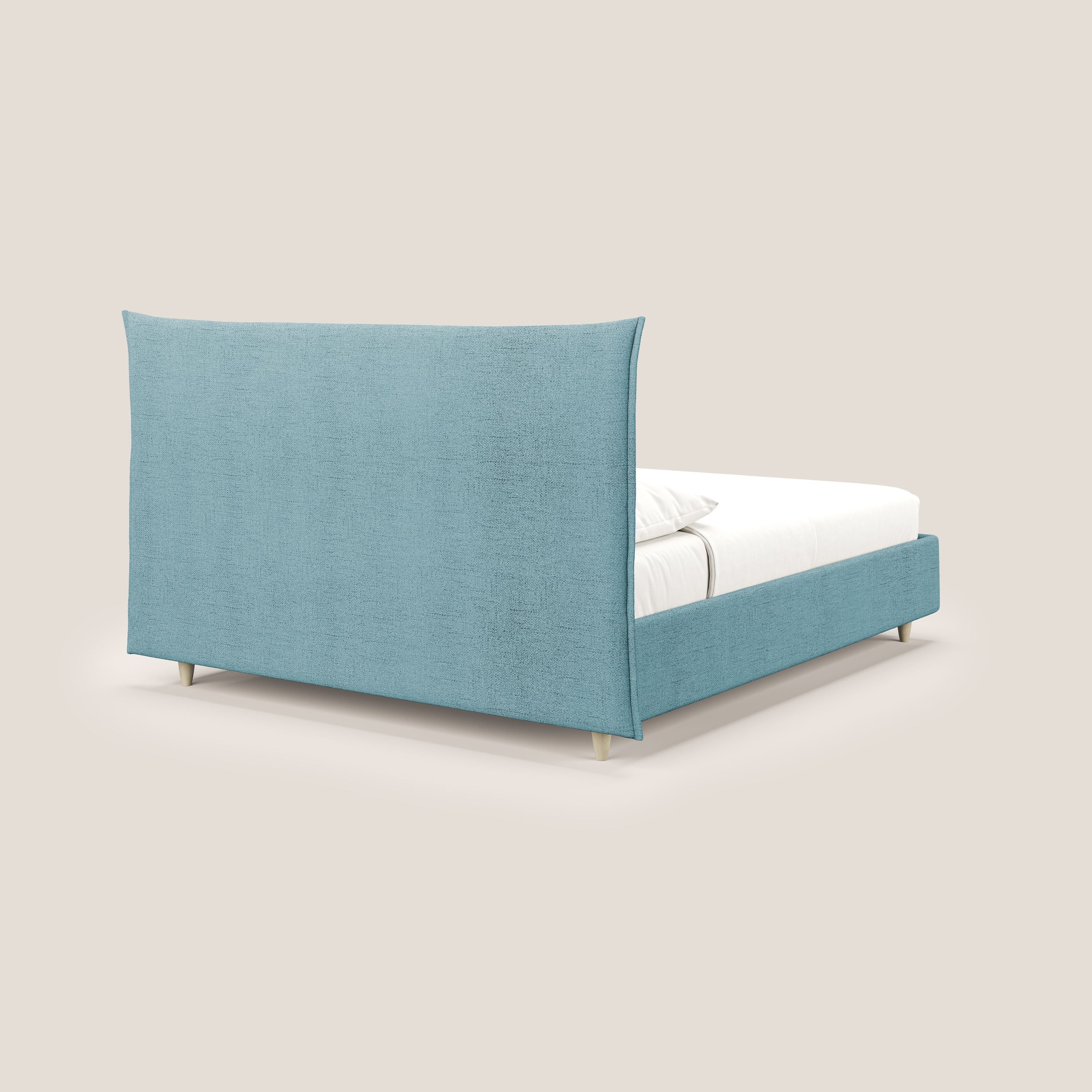 Audrey lit rembourré avec coffre déhoussable en tissu flammé imperméable T03 azur - Image 5