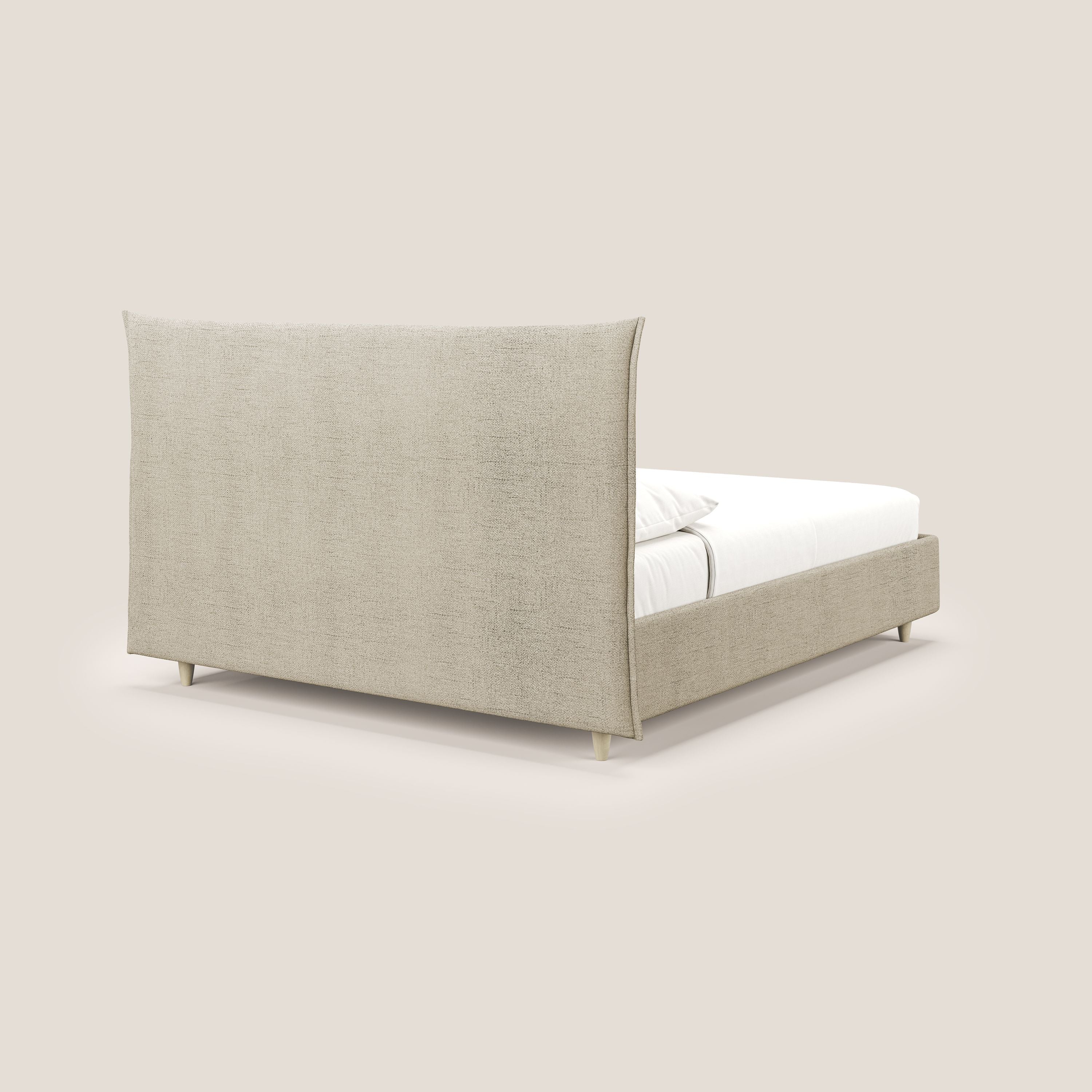 Audrey lit rembourré avec coffre déhoussable en tissu flammé imperméable T03 beige - Image 5