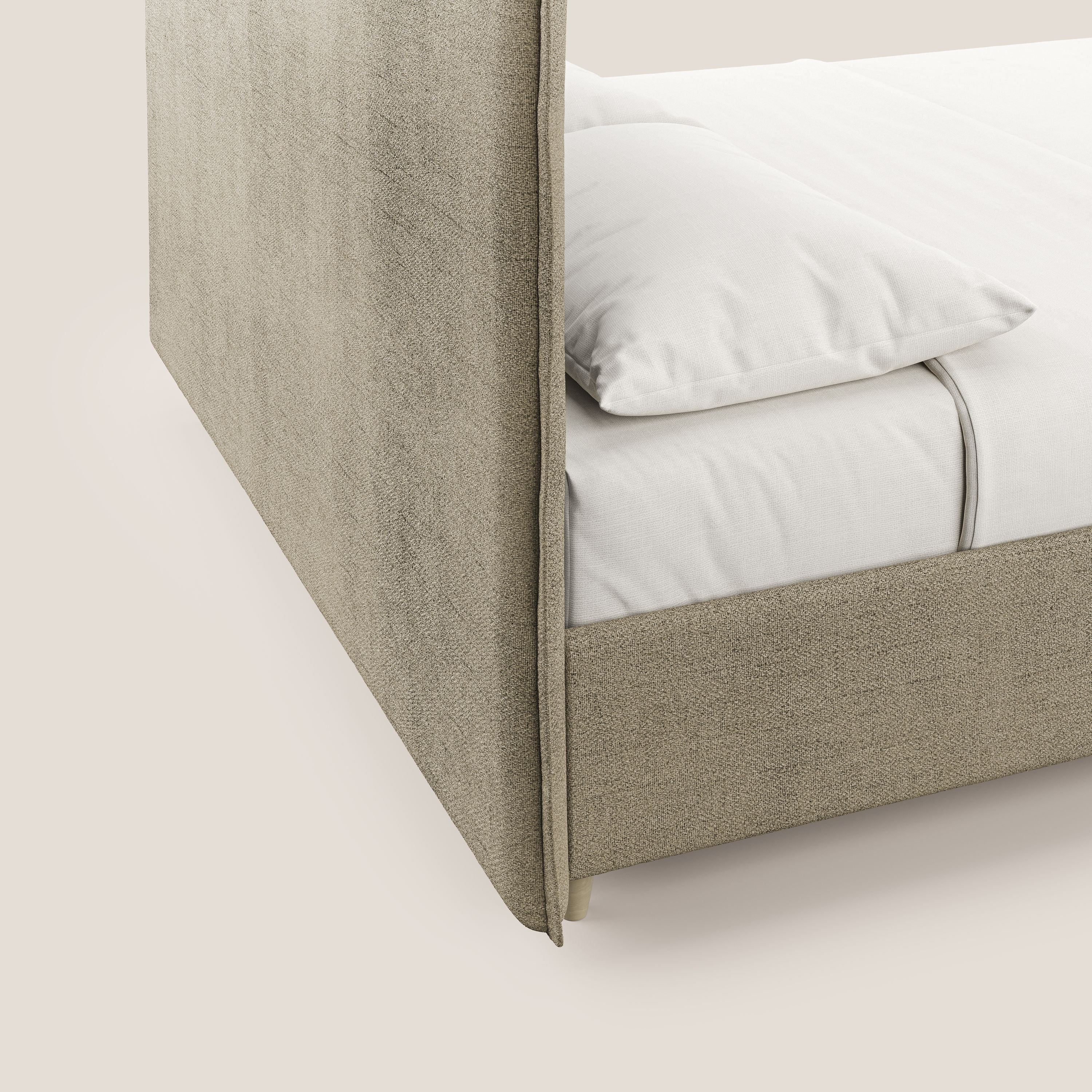 Audrey lit rembourré avec coffre déhoussable en tissu flammé imperméable T03 beige - Image 7