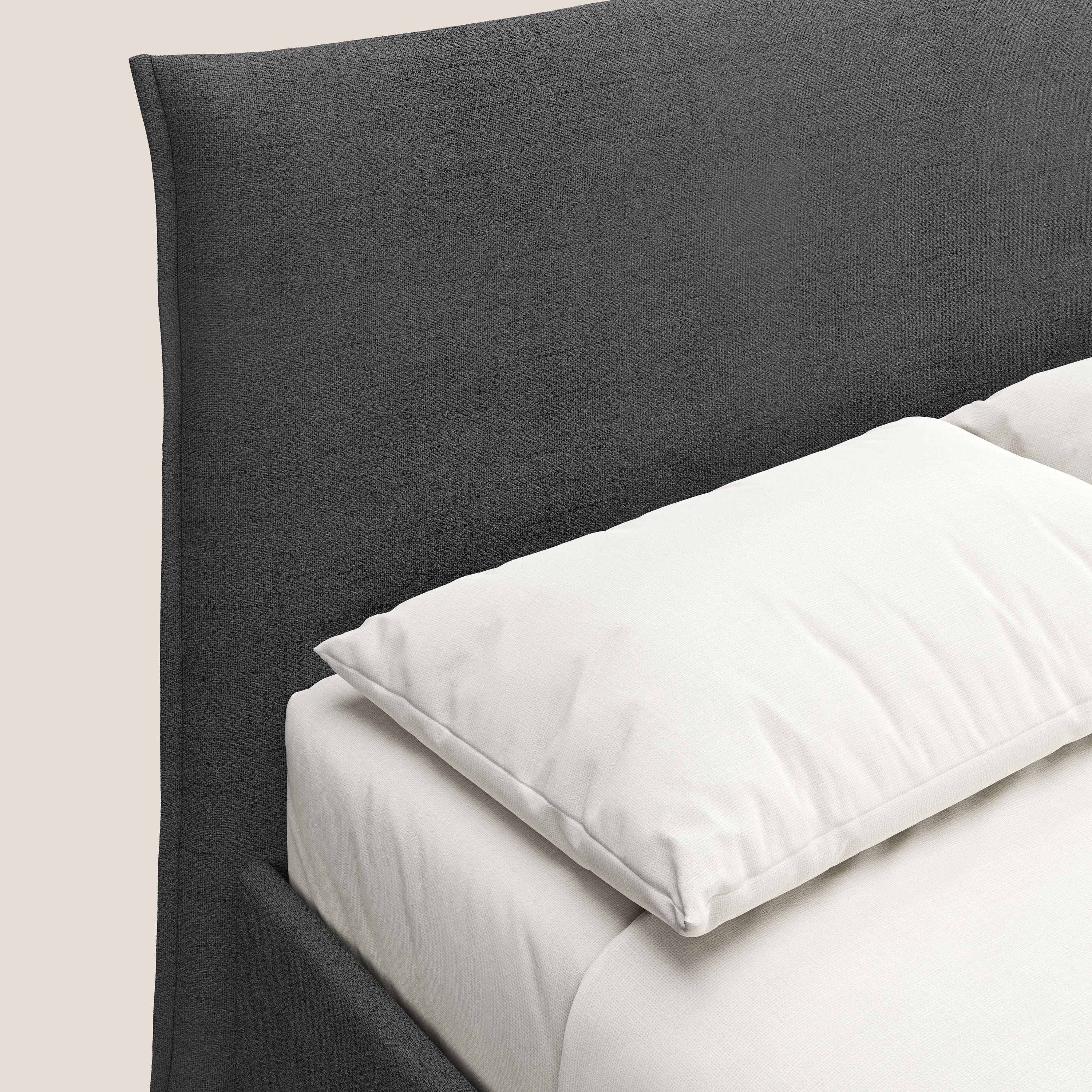 Audrey lit rembourré avec coffre déhoussable en tissu flammé imperméable T03 gris - Image 6