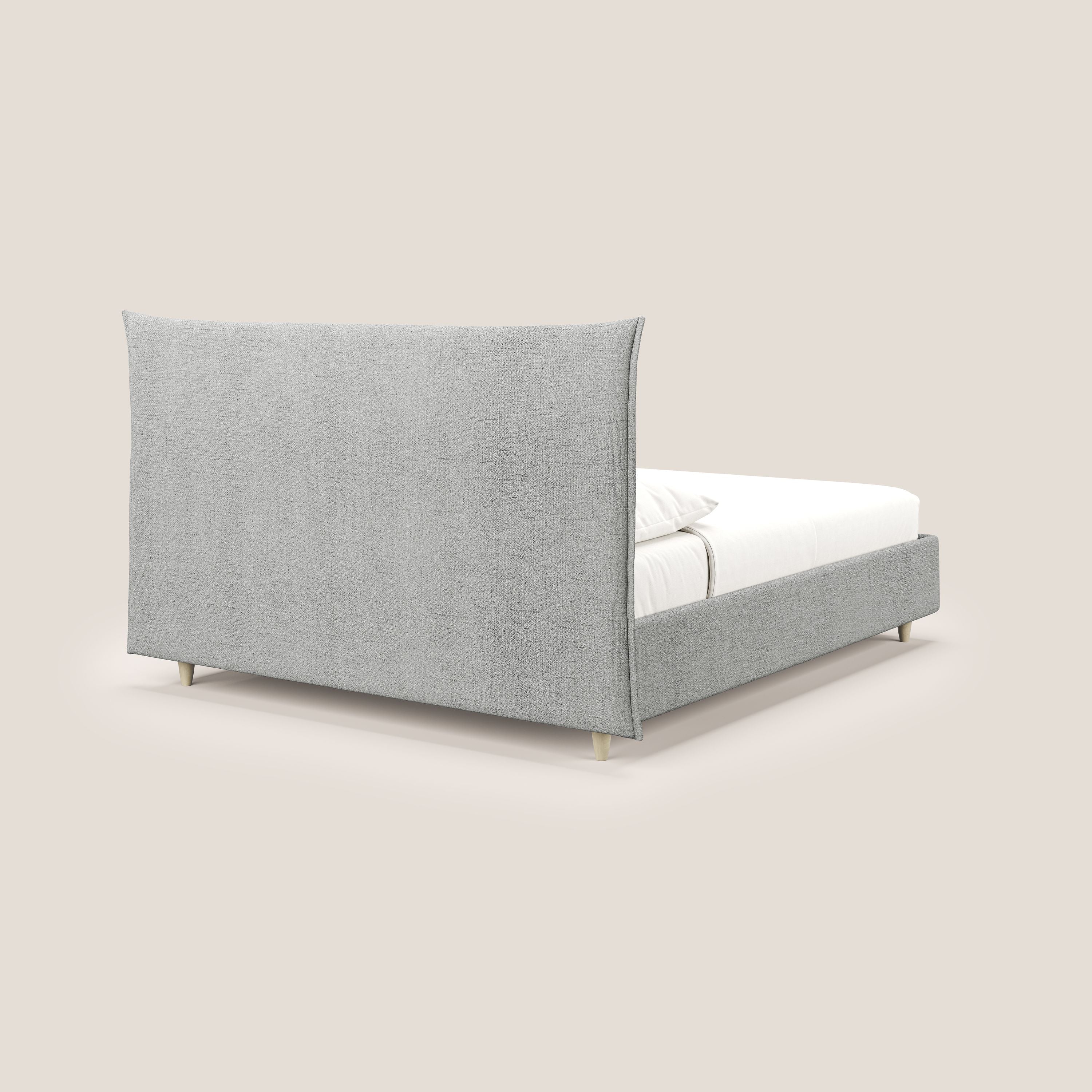 Audrey lit rembourré avec coffre déhoussable en tissu flammé imperméable T03 gris clair - Image 5