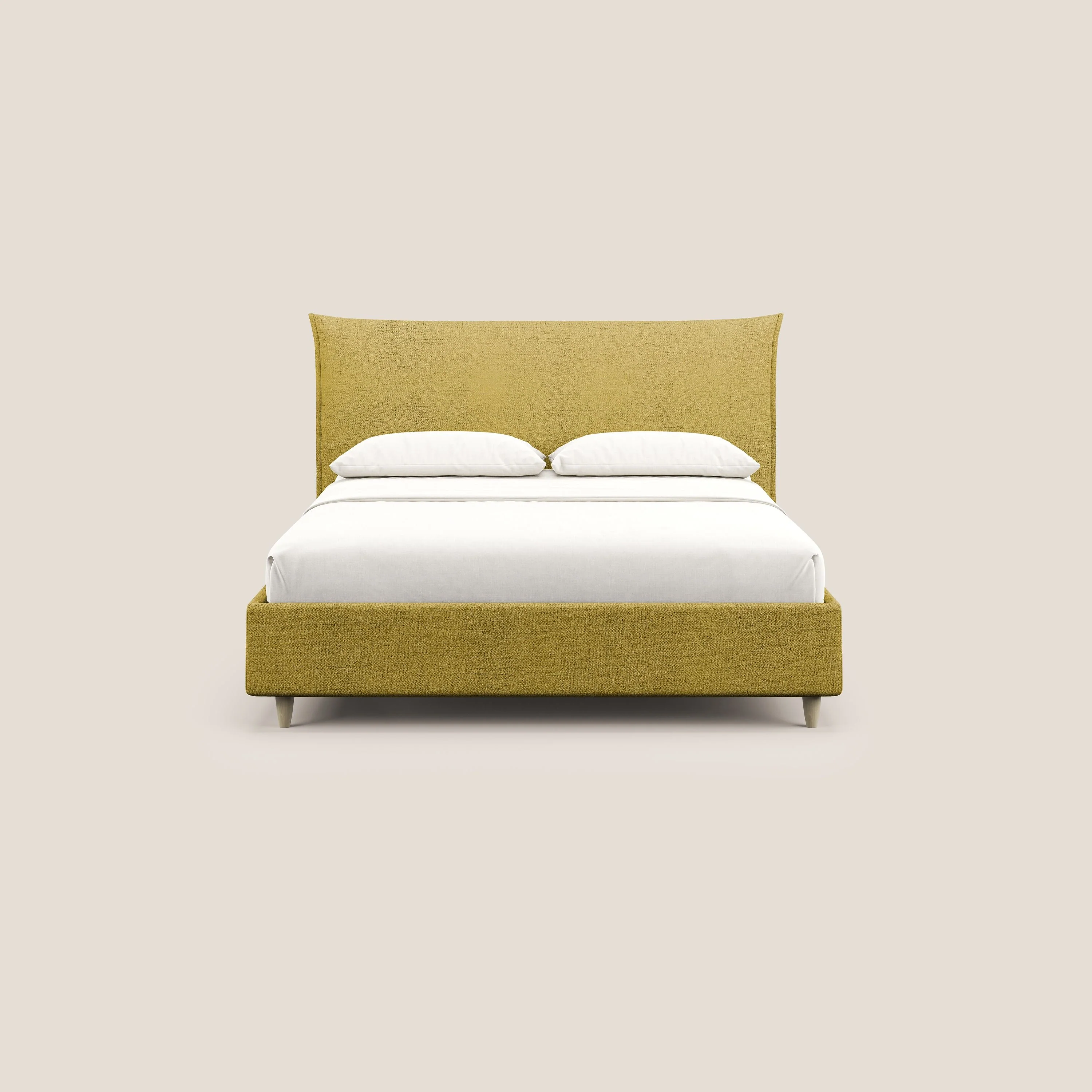 Audrey lit rembourré avec coffre déhoussable en tissu flammé imperméable T03 jaune - Image 3