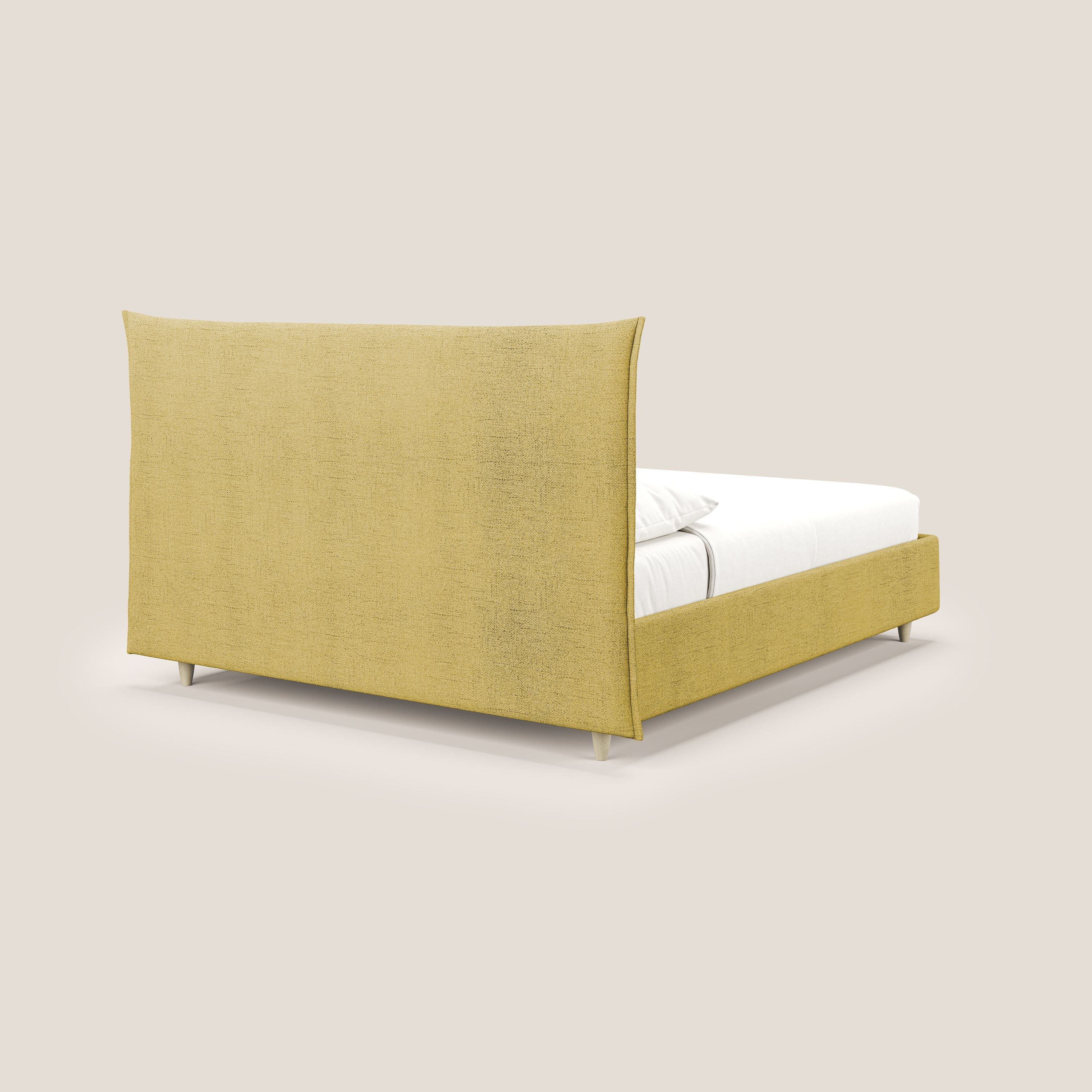 Audrey lit rembourré avec coffre déhoussable en tissu flammé imperméable T03 jaune - Image 5