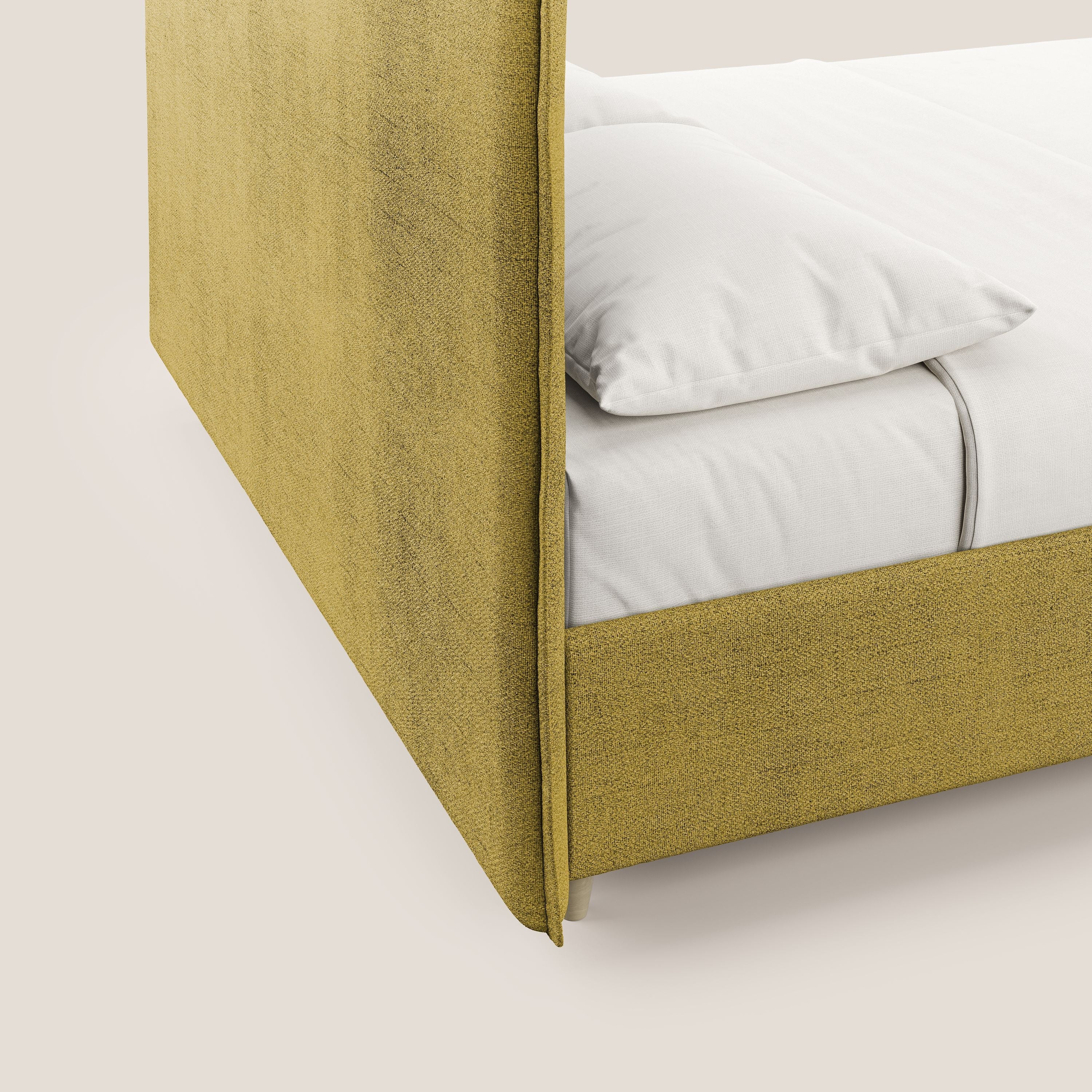 Audrey lit rembourré avec coffre déhoussable en tissu flammé imperméable T03 jaune - Image 7
