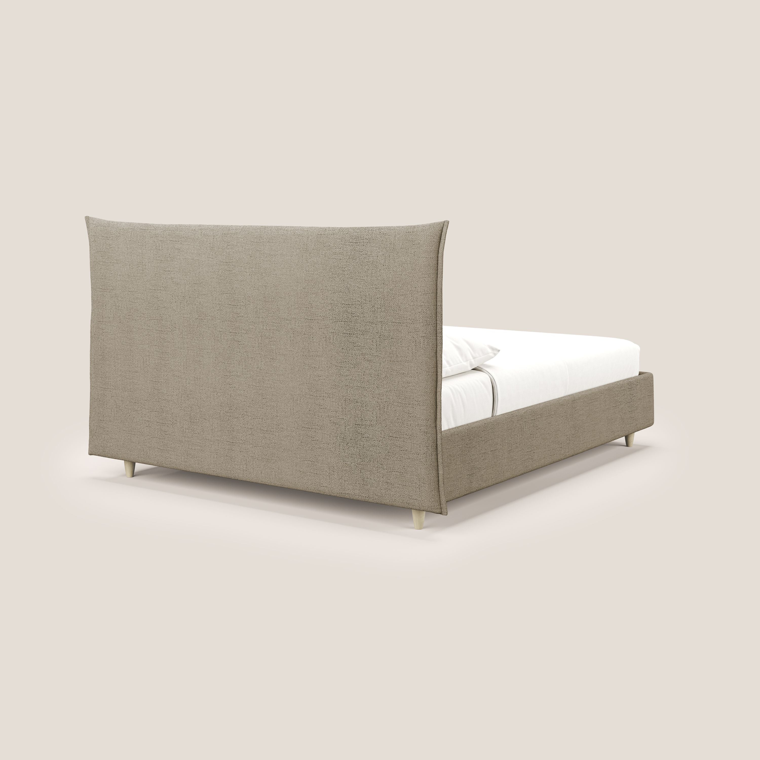 Audrey lit rembourré avec coffre déhoussable en tissu flammé imperméable T03 marron - Image 5