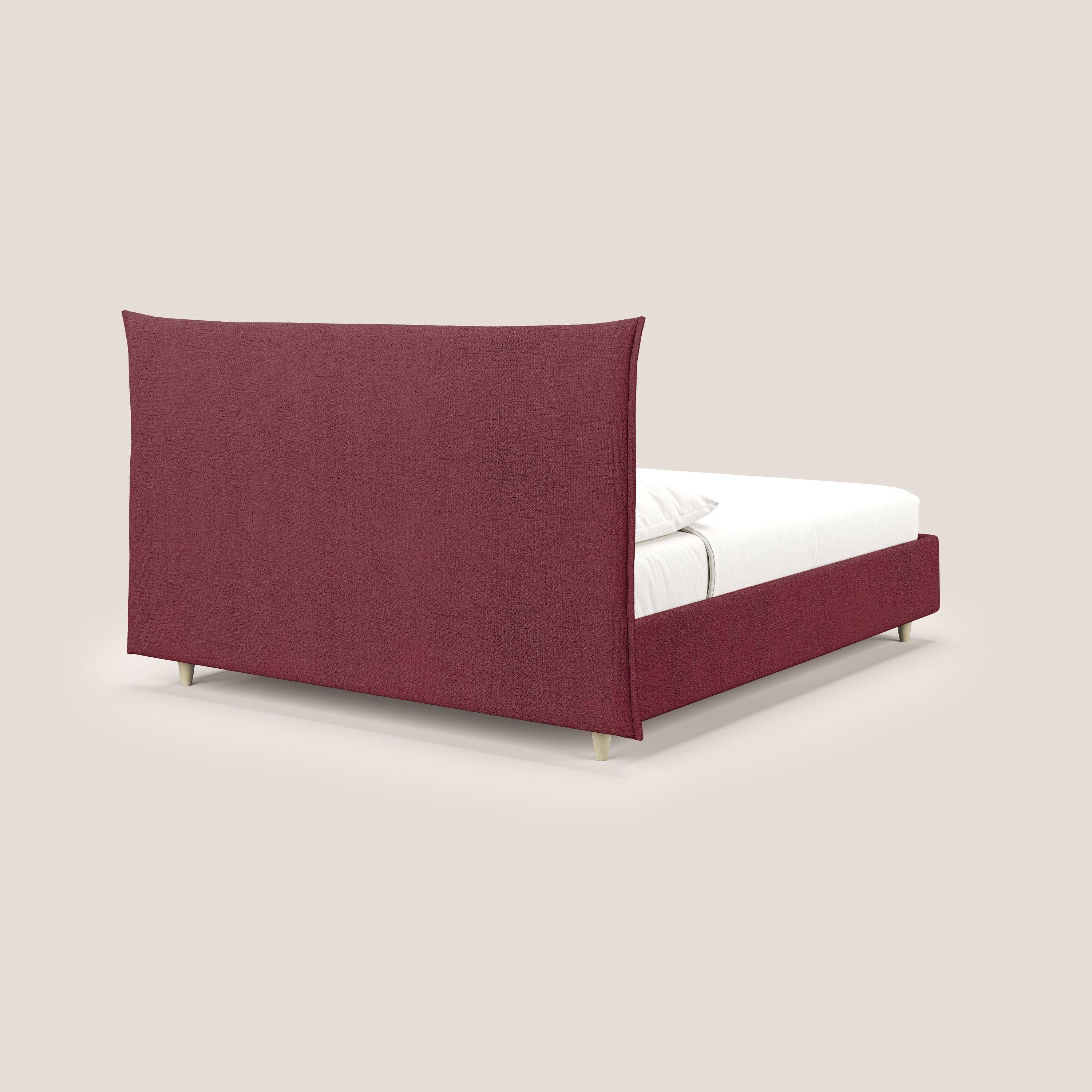 Audrey lit rembourré avec coffre déhoussable en tissu flammé imperméable T03 rouge - Image 5