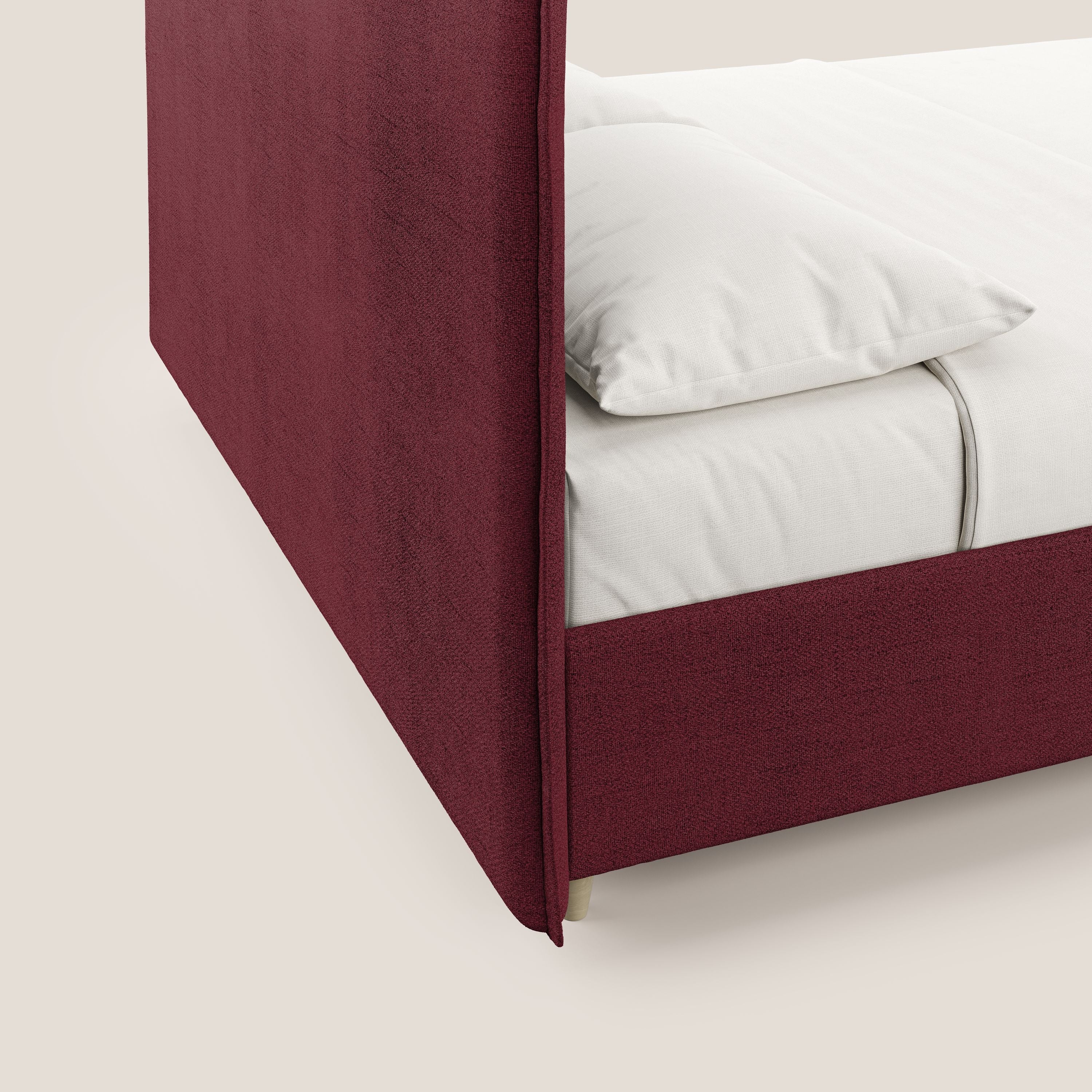 Audrey lit rembourré avec coffre déhoussable en tissu flammé imperméable T03 rouge - Image 7