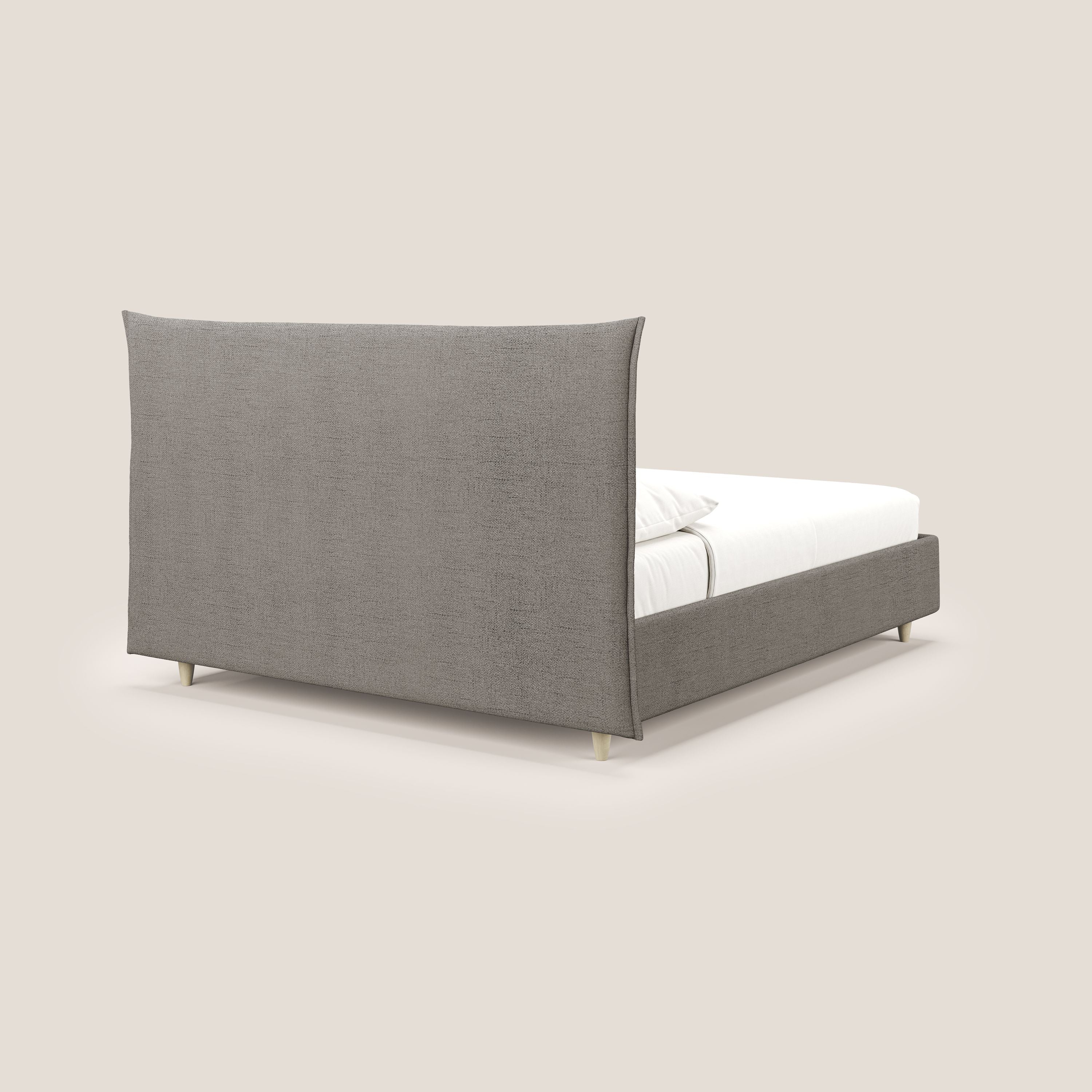 Audrey lit rembourré avec coffre déhoussable en tissu flammé imperméable T03 taupe - Image 5