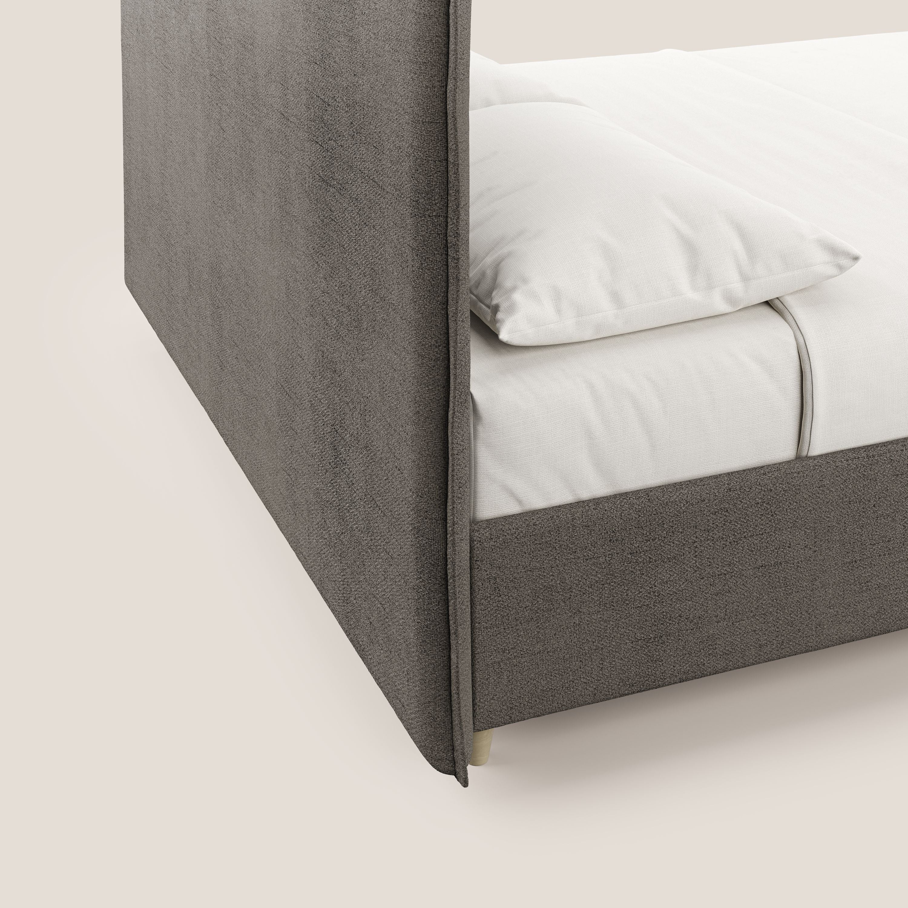 Audrey lit rembourré avec coffre déhoussable en tissu flammé imperméable T03 taupe - Image 7