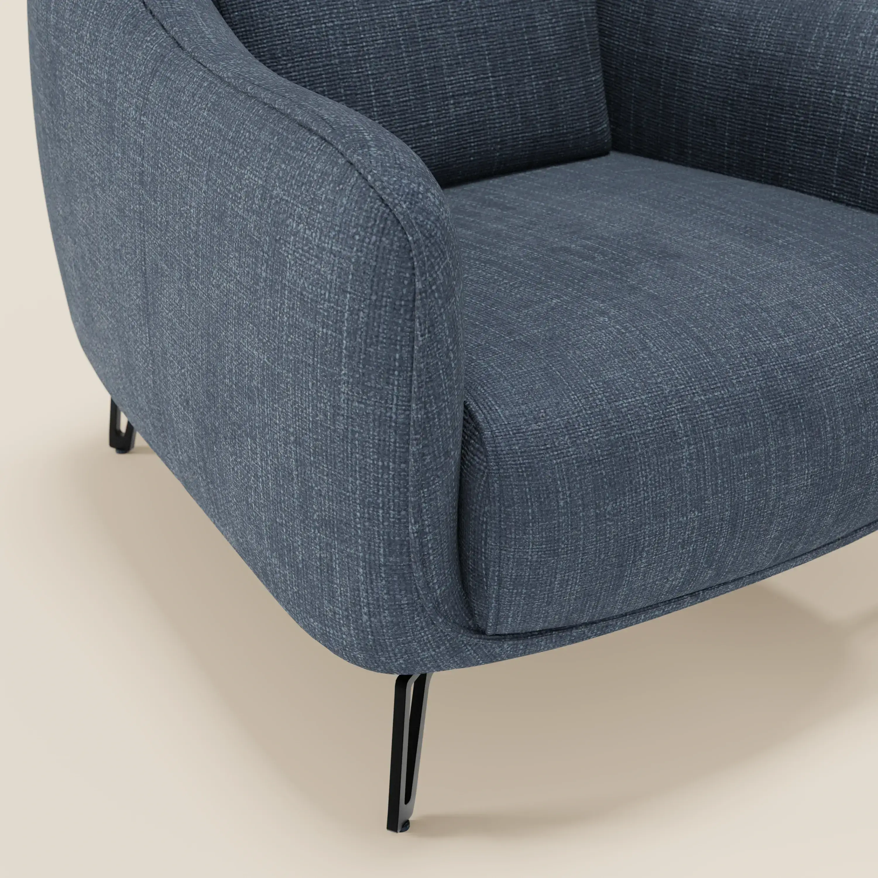 Avela Fauteuil au confort intemporel en tissu doux et imperméable T06 bleu - Image 5