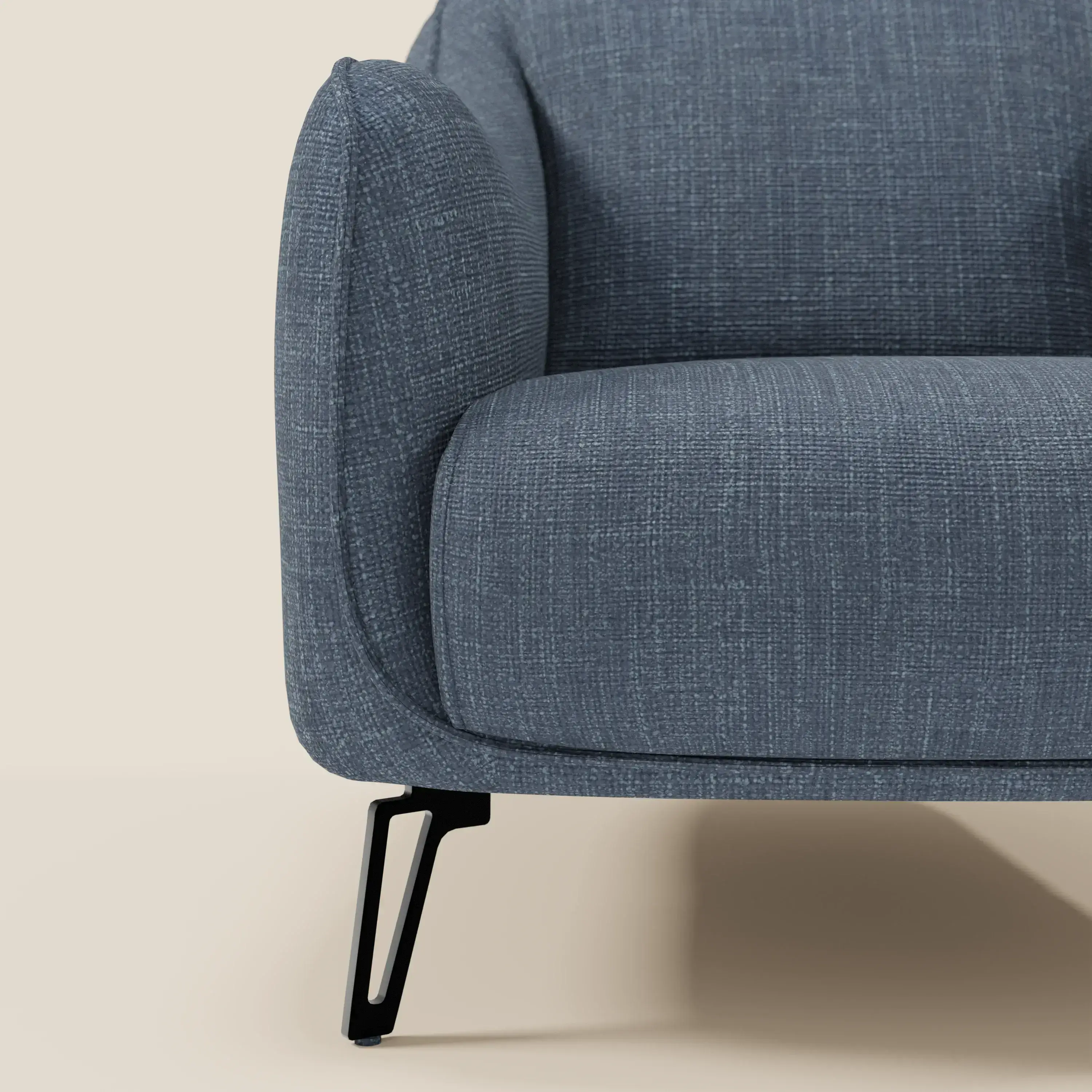Avela Fauteuil au confort intemporel en tissu doux et imperméable T06 bleu - Image 7