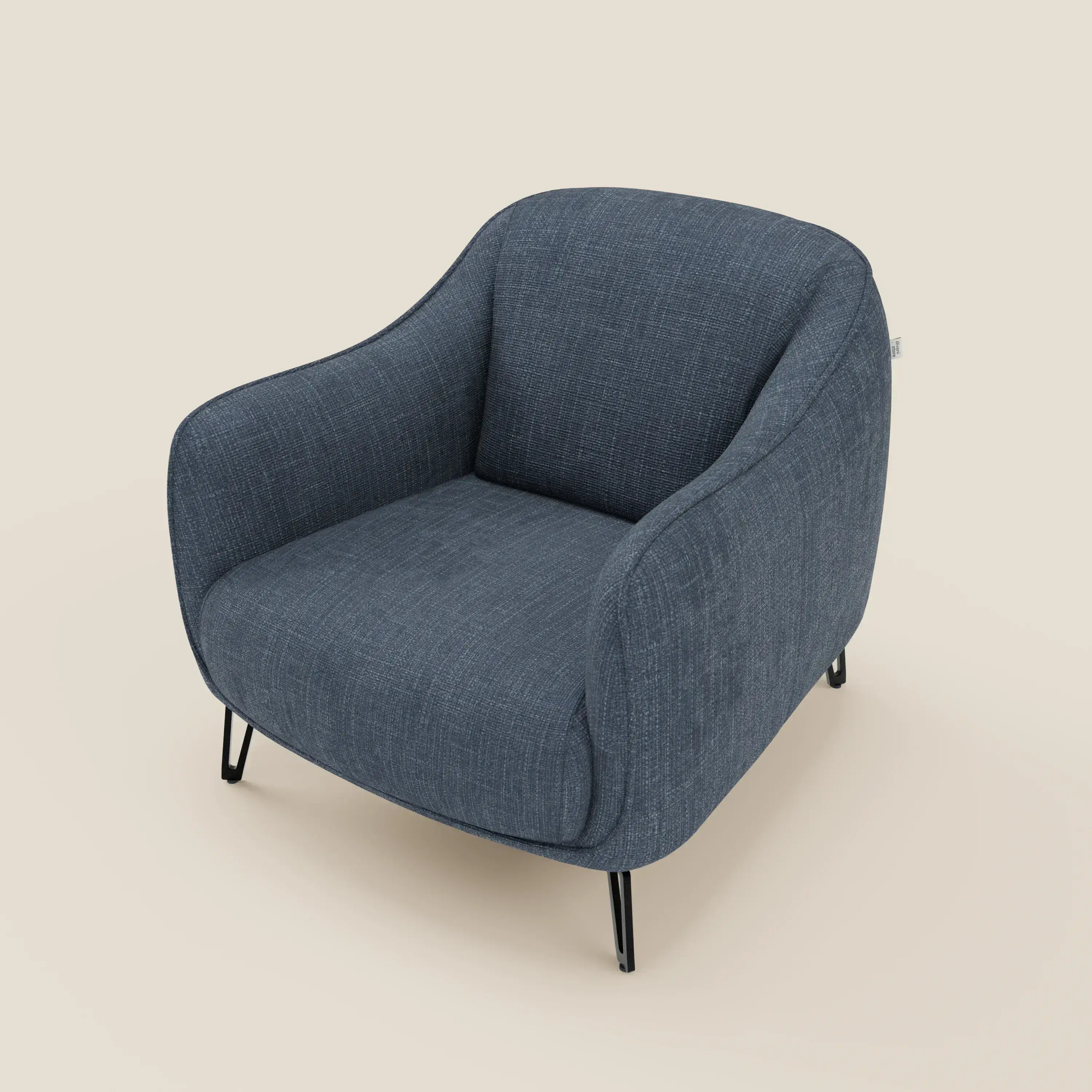Avela Fauteuil au confort intemporel en tissu doux et imperméable T06 bleu - Image 8