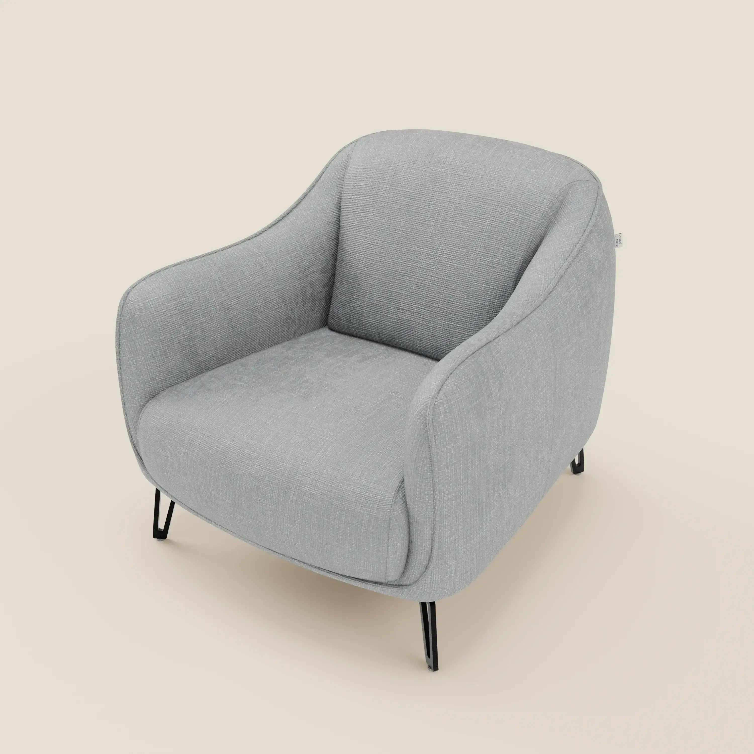 Avela Fauteuil au confort intemporel en tissu doux et imperméable T06 bleu glacier - Image 8