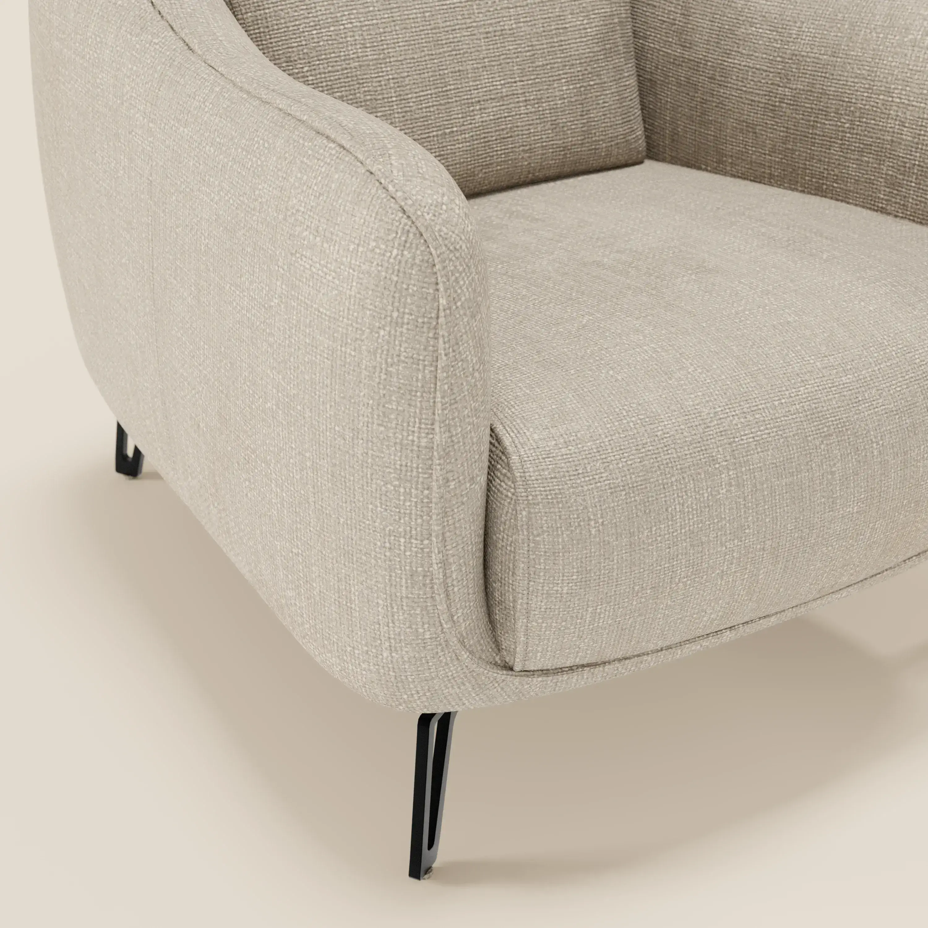 Avela Fauteuil au confort intemporel en tissu doux et imperméable T06 crème - Image 5