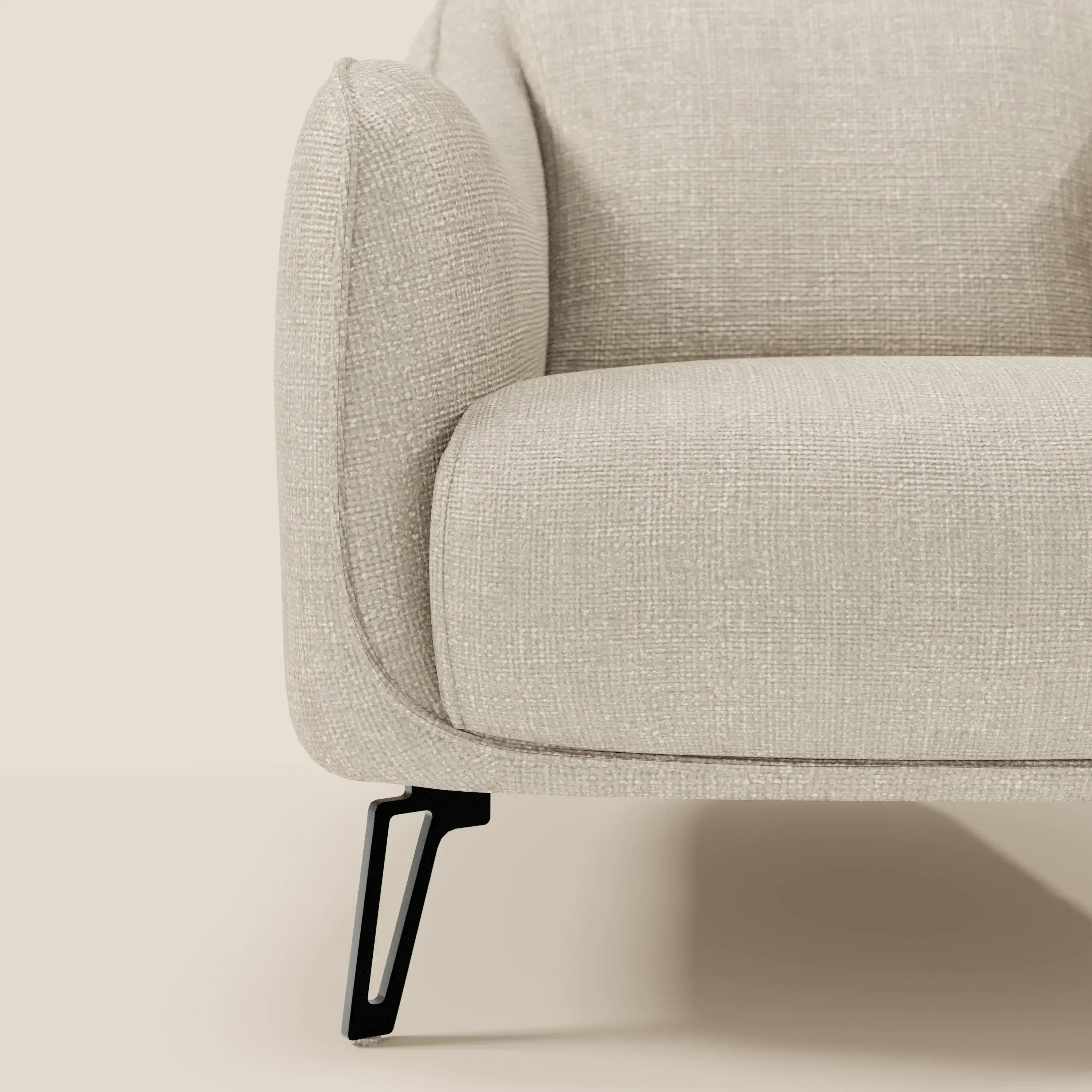 Avela Fauteuil au confort intemporel en tissu doux et imperméable T06 crème - Image 7