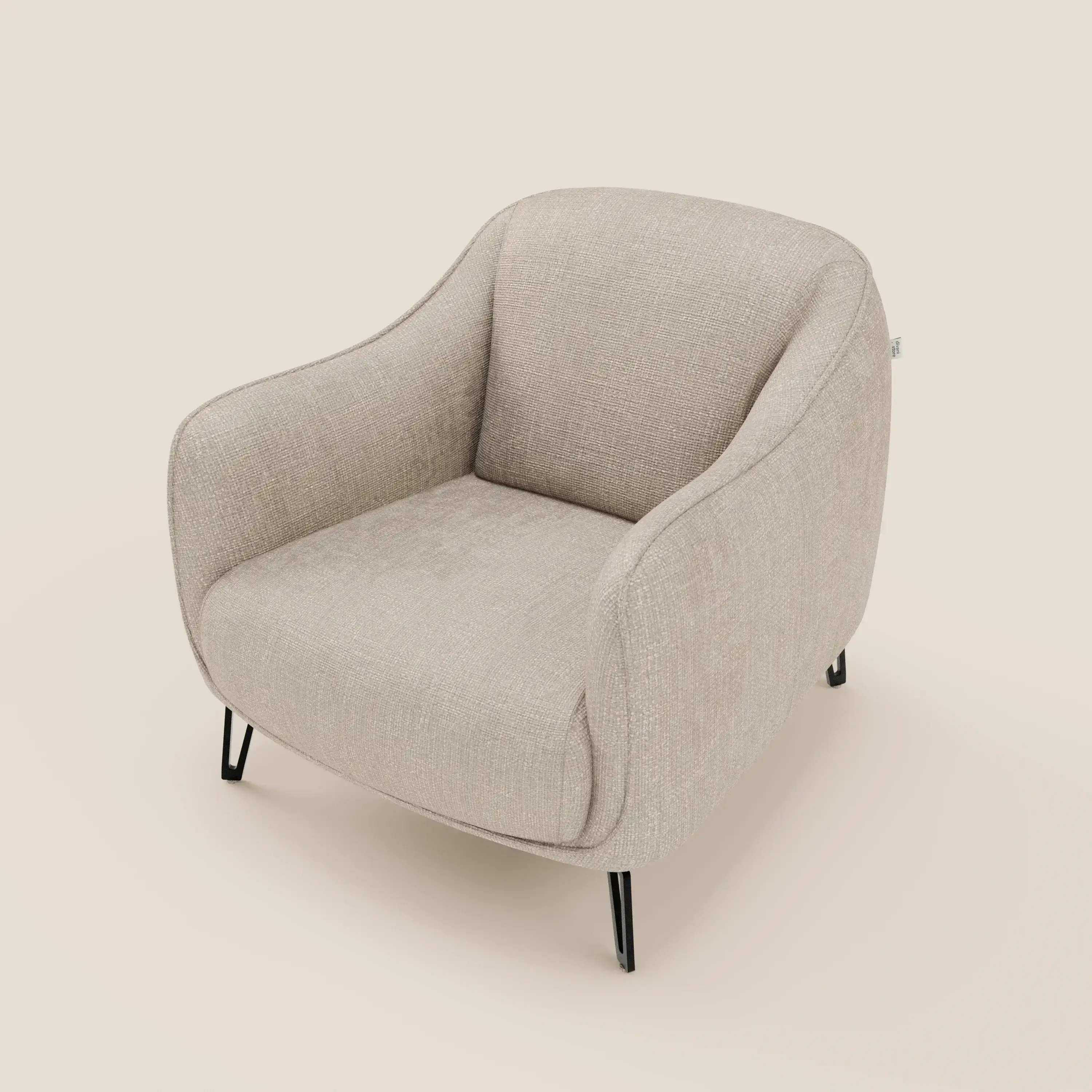 Avela Fauteuil au confort intemporel en tissu doux et imperméable T06 crème - Image 8