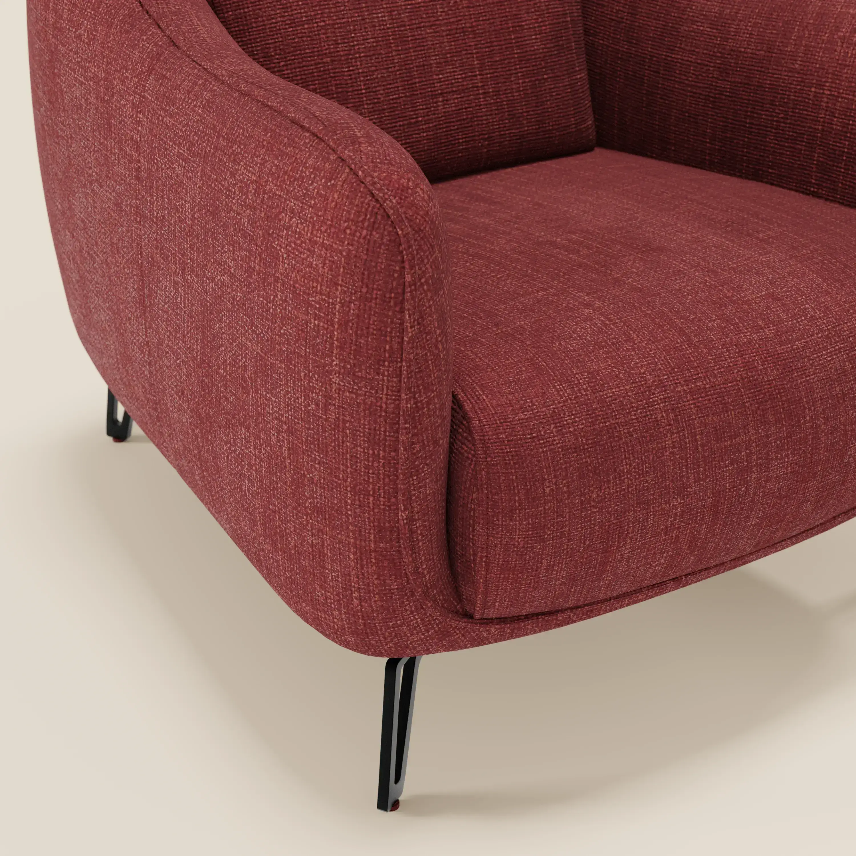 Avela Fauteuil au confort intemporel en tissu doux et imperméable T06 rouge - Image 5