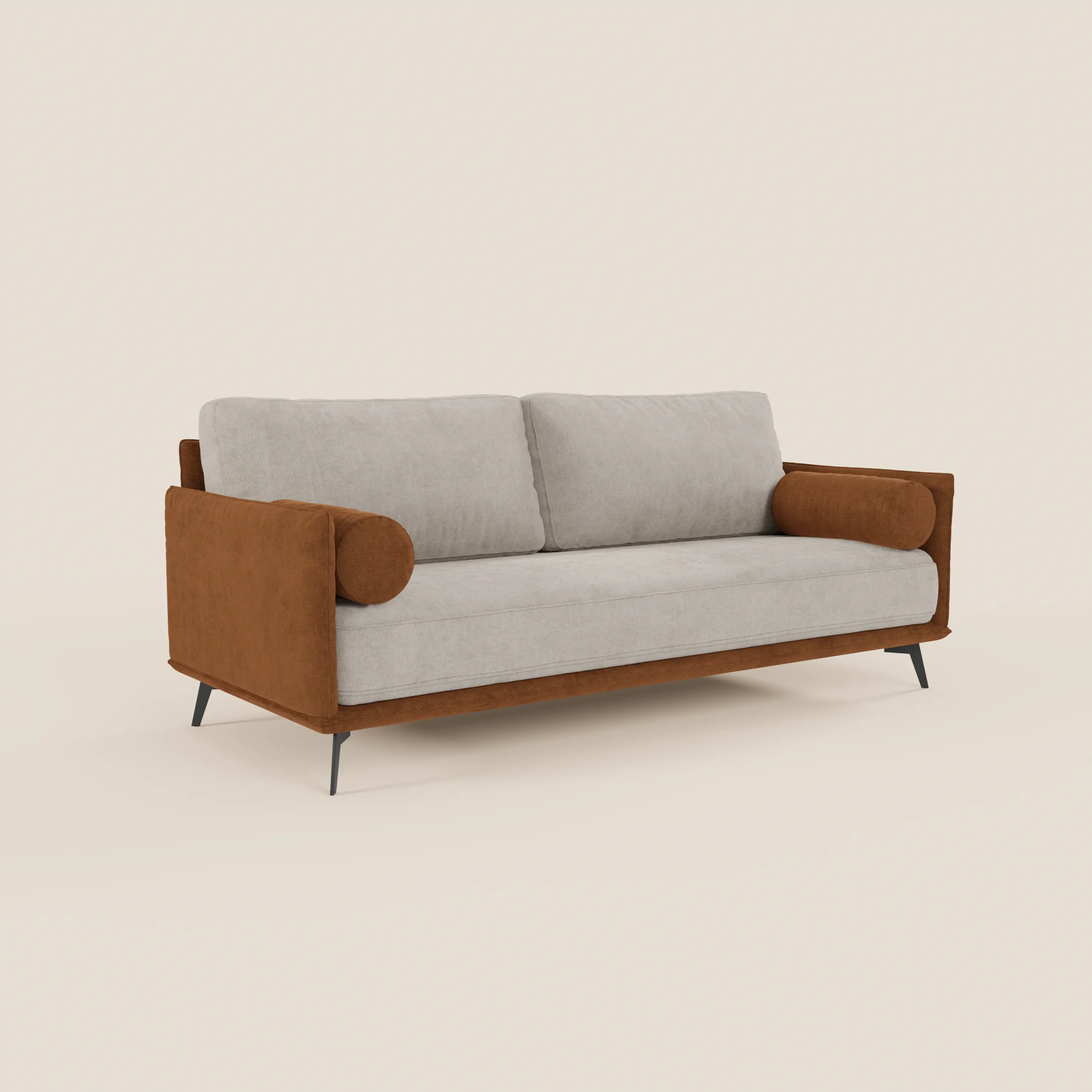 Basalto canapé linéaire 2 ou 3 places bicolore avec assise unique et base en métal en tissu détachable T31 - Image 3