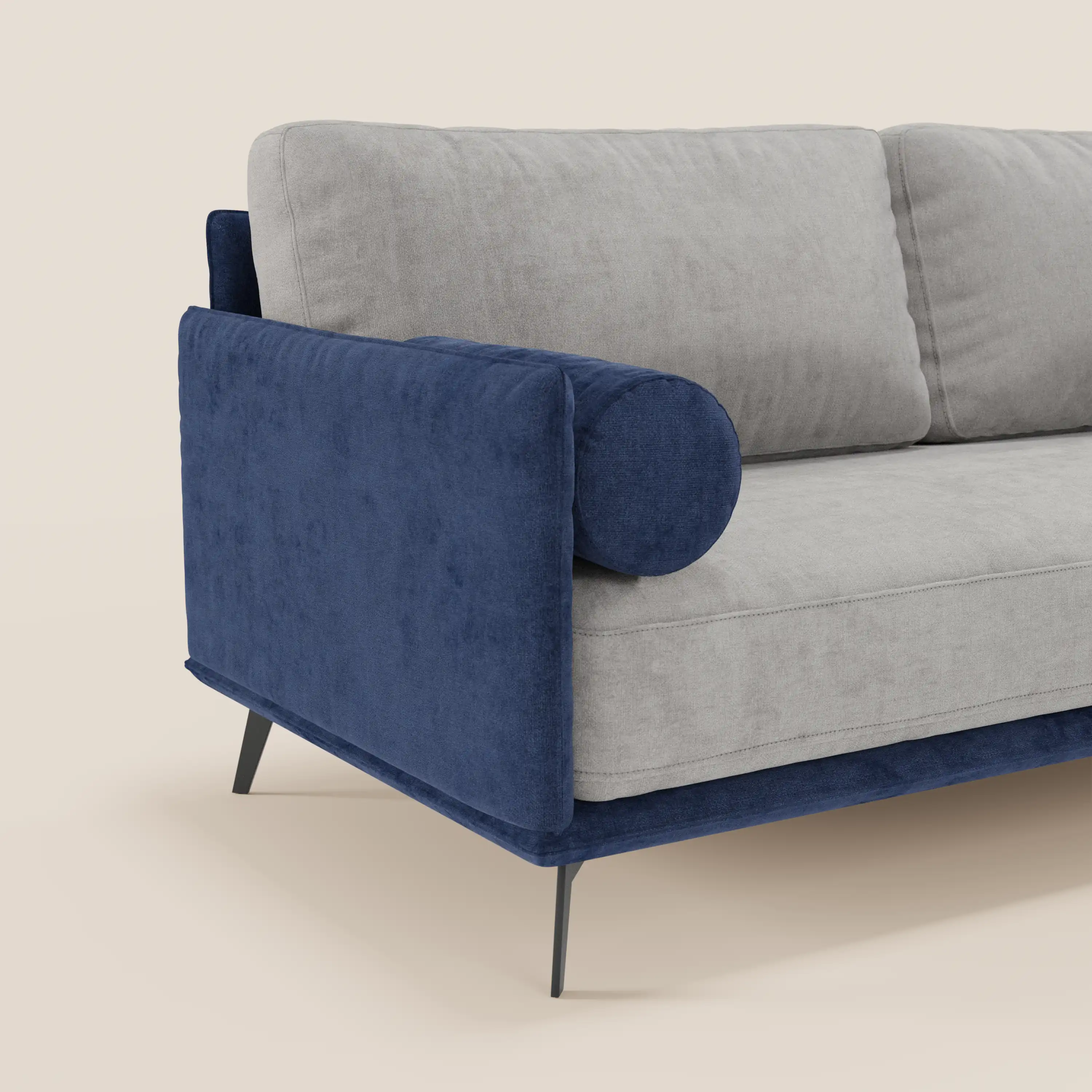 Basalto canapé linéaire 2 ou 3 places bicolore avec assise unique et base en métal en tissu détachable T31 - Image 30