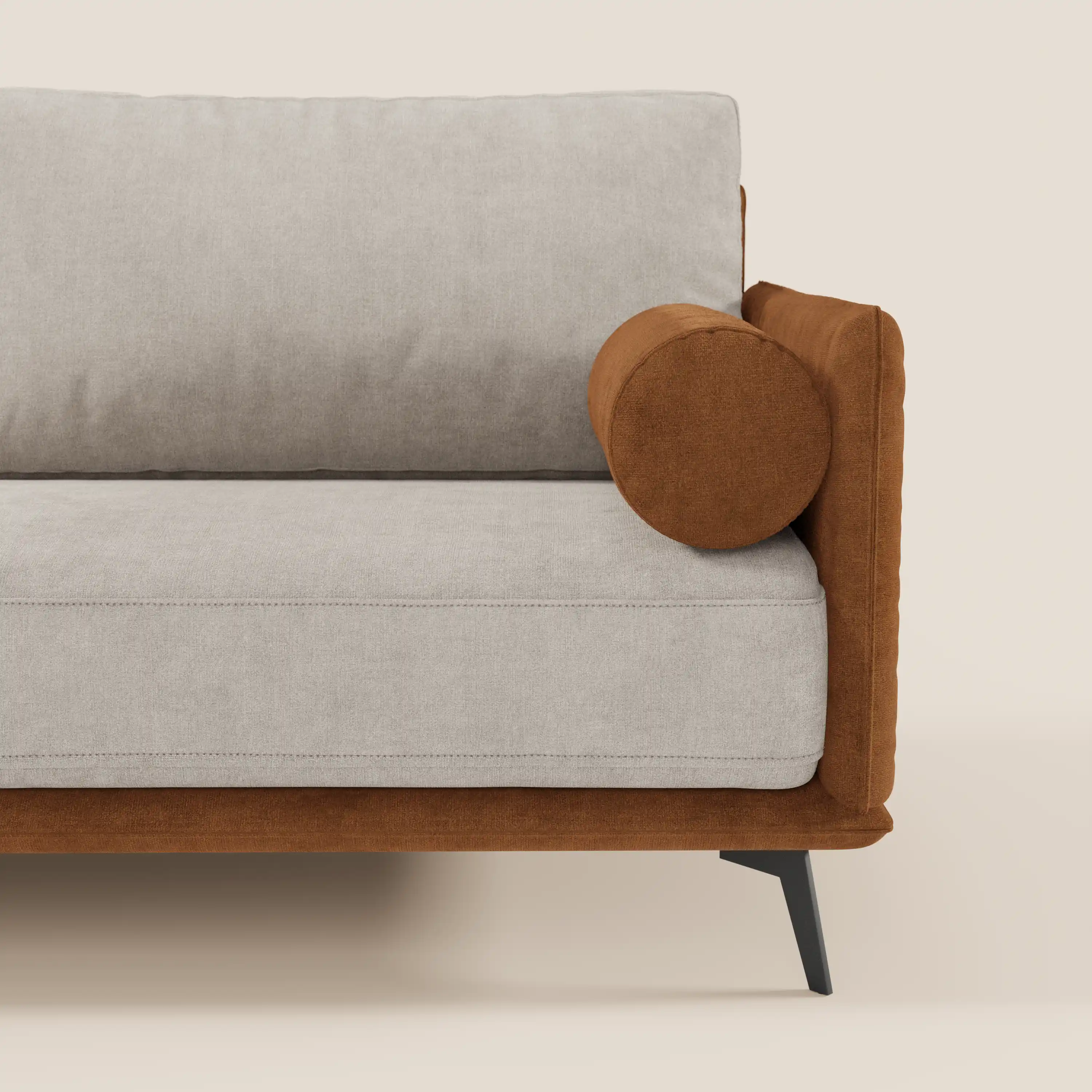 Basalto canapé linéaire 2 ou 3 places bicolore avec assise unique et base en métal en tissu détachable T31 - Image 4