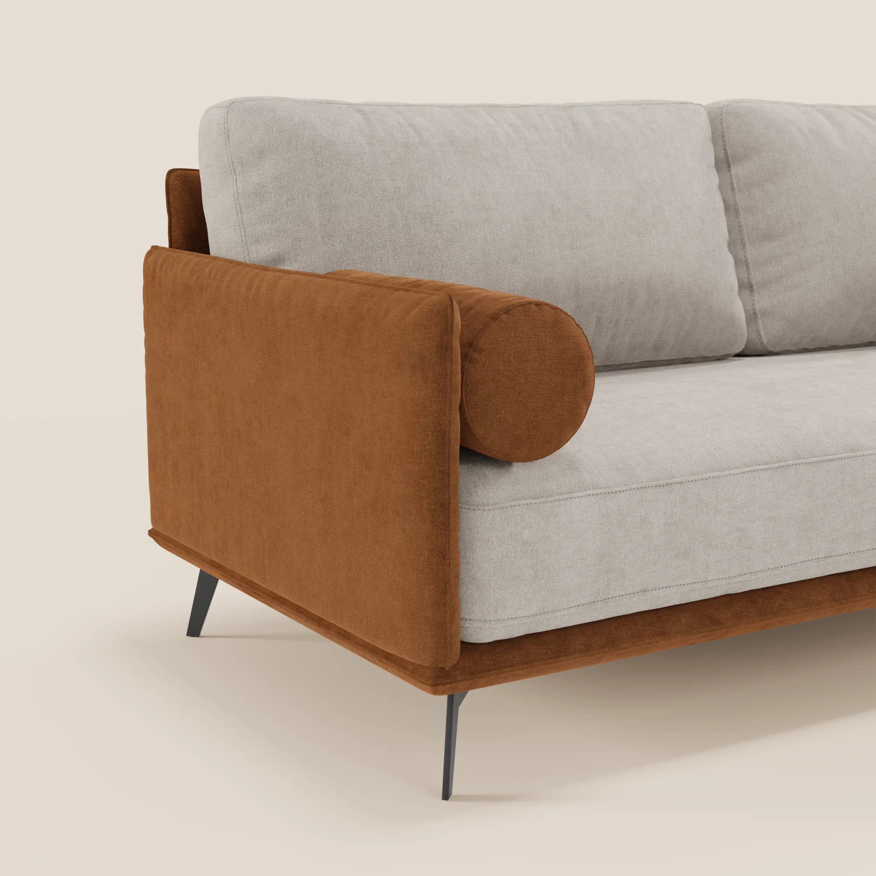 Basalto canapé linéaire 2 ou 3 places bicolore avec assise unique et base en métal en tissu détachable T31 - Image 8