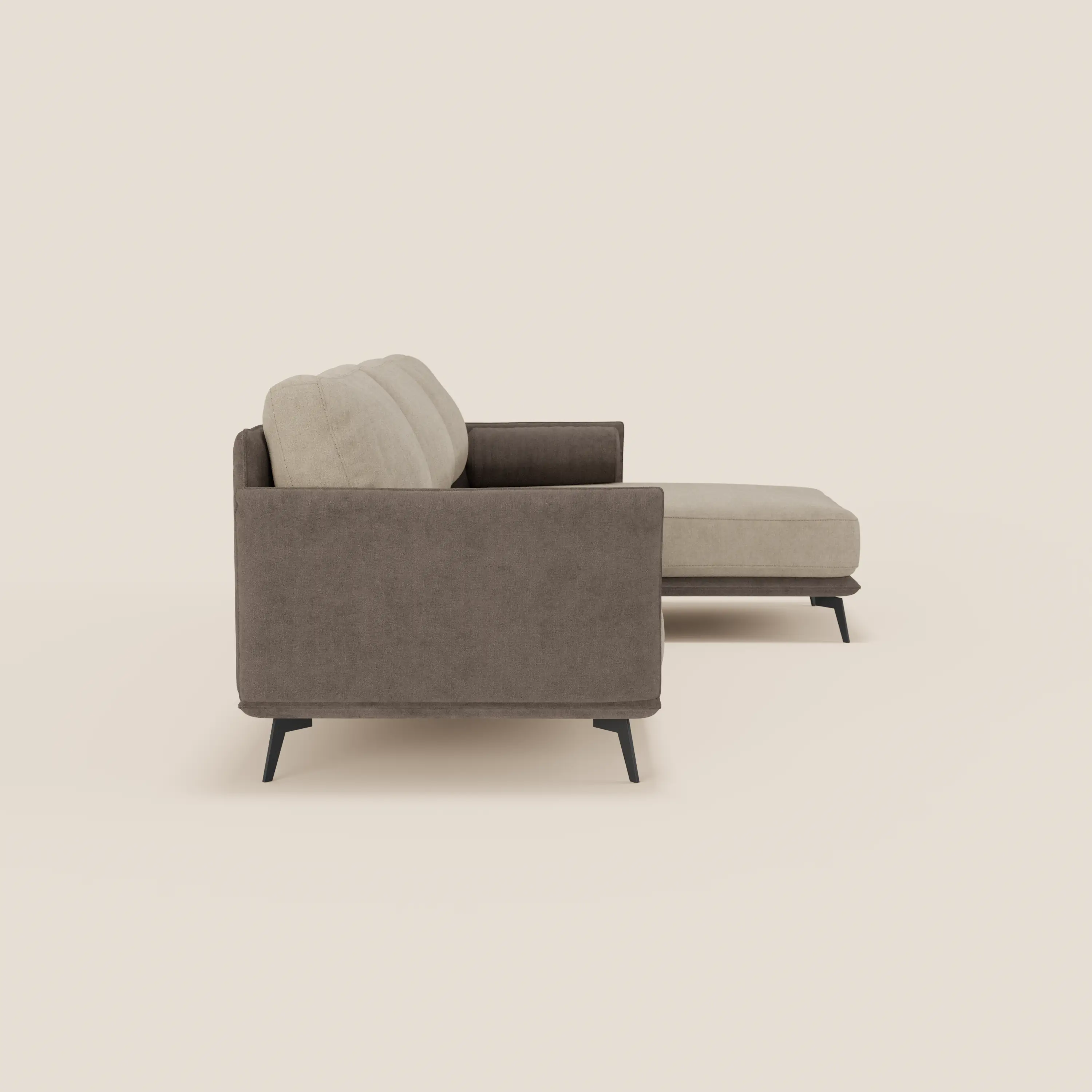 Basalto canapé d'angle bicolore avec méridienne et base en métal - dossiers en plumes et tissu détachable T31 - Image 18