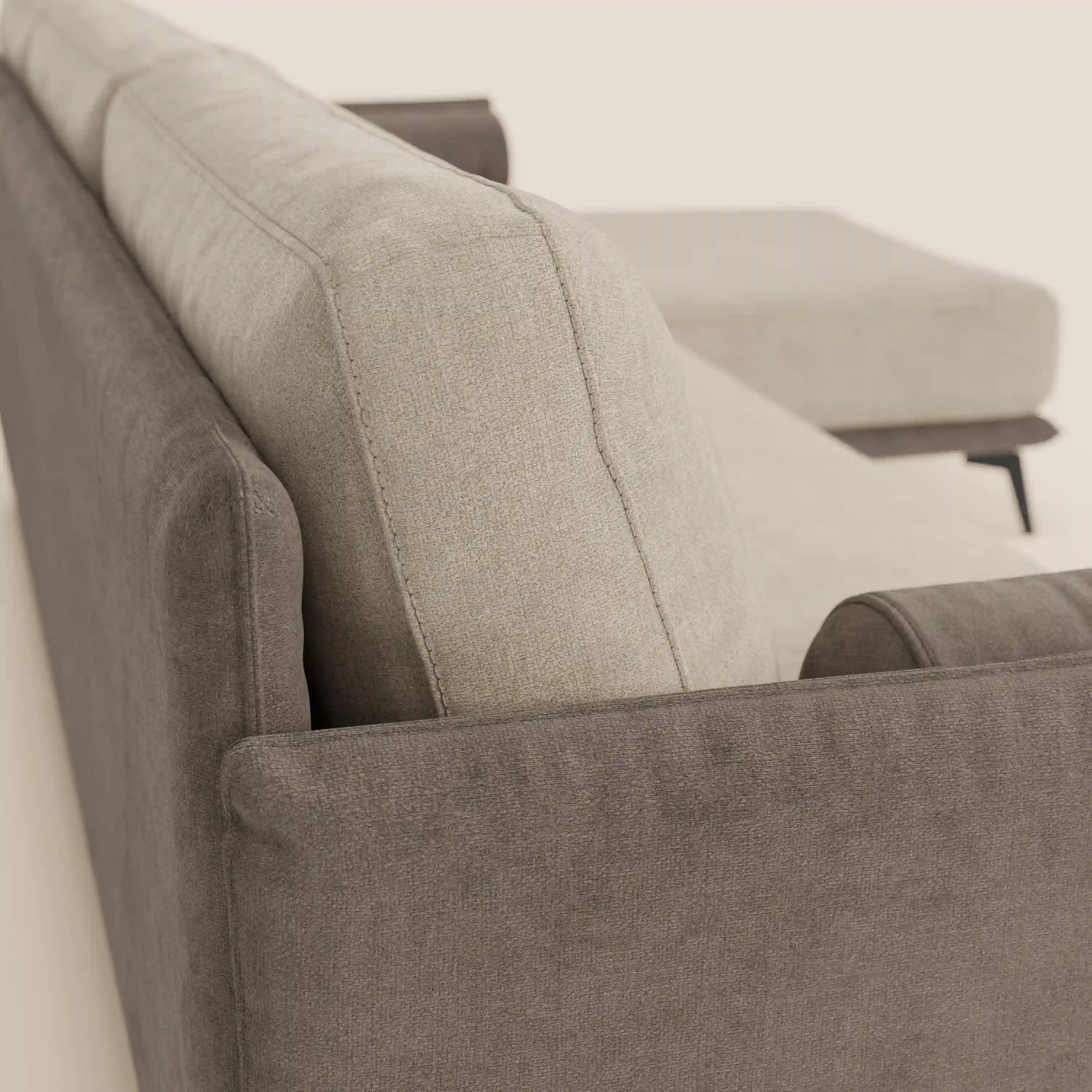 Basalto canapé d'angle bicolore avec méridienne et base en métal - dossiers en plumes et tissu détachable T31 - Image 19