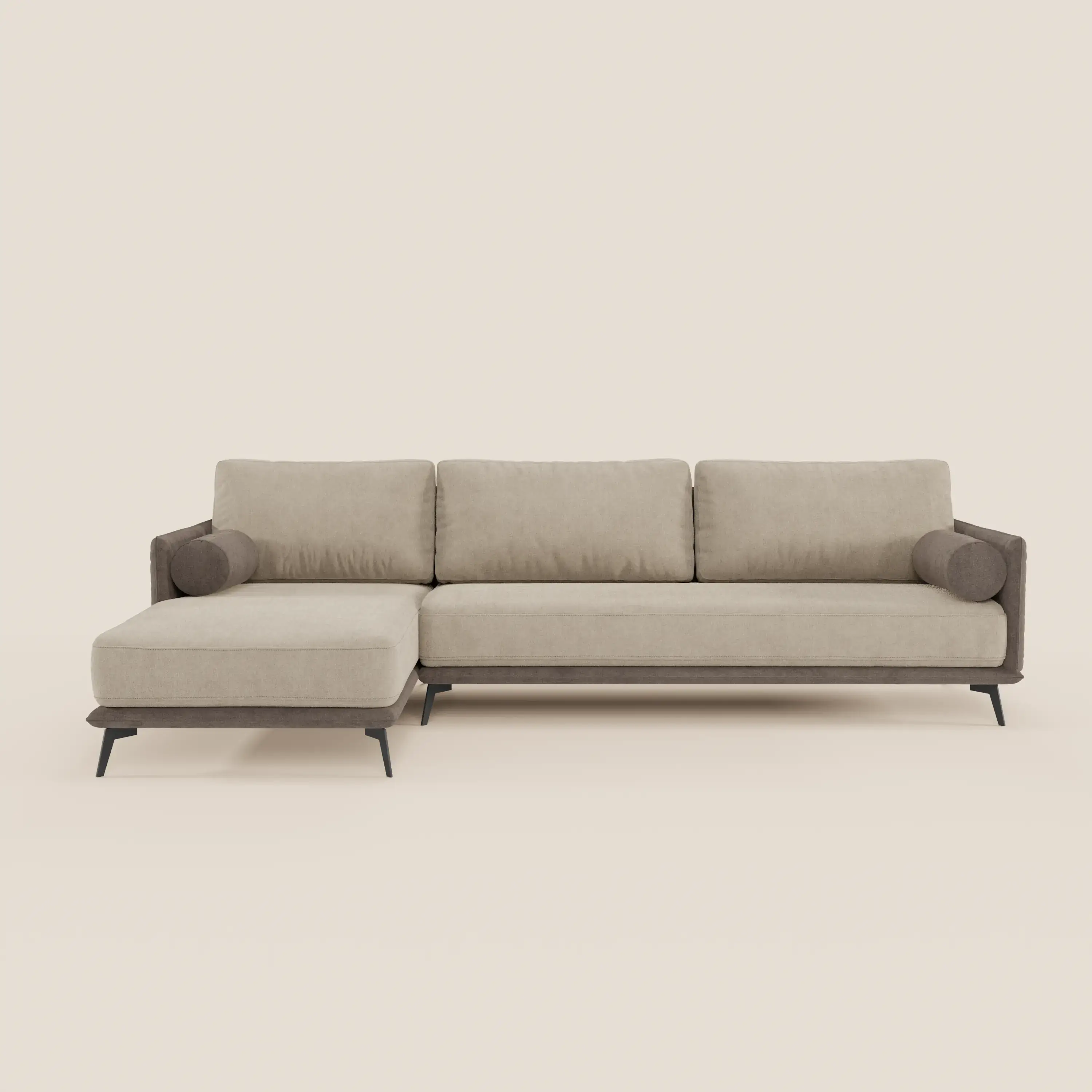 Basalto canapé d'angle bicolore avec méridienne et base en métal - dossiers en plumes et tissu détachable T31 - Image 22