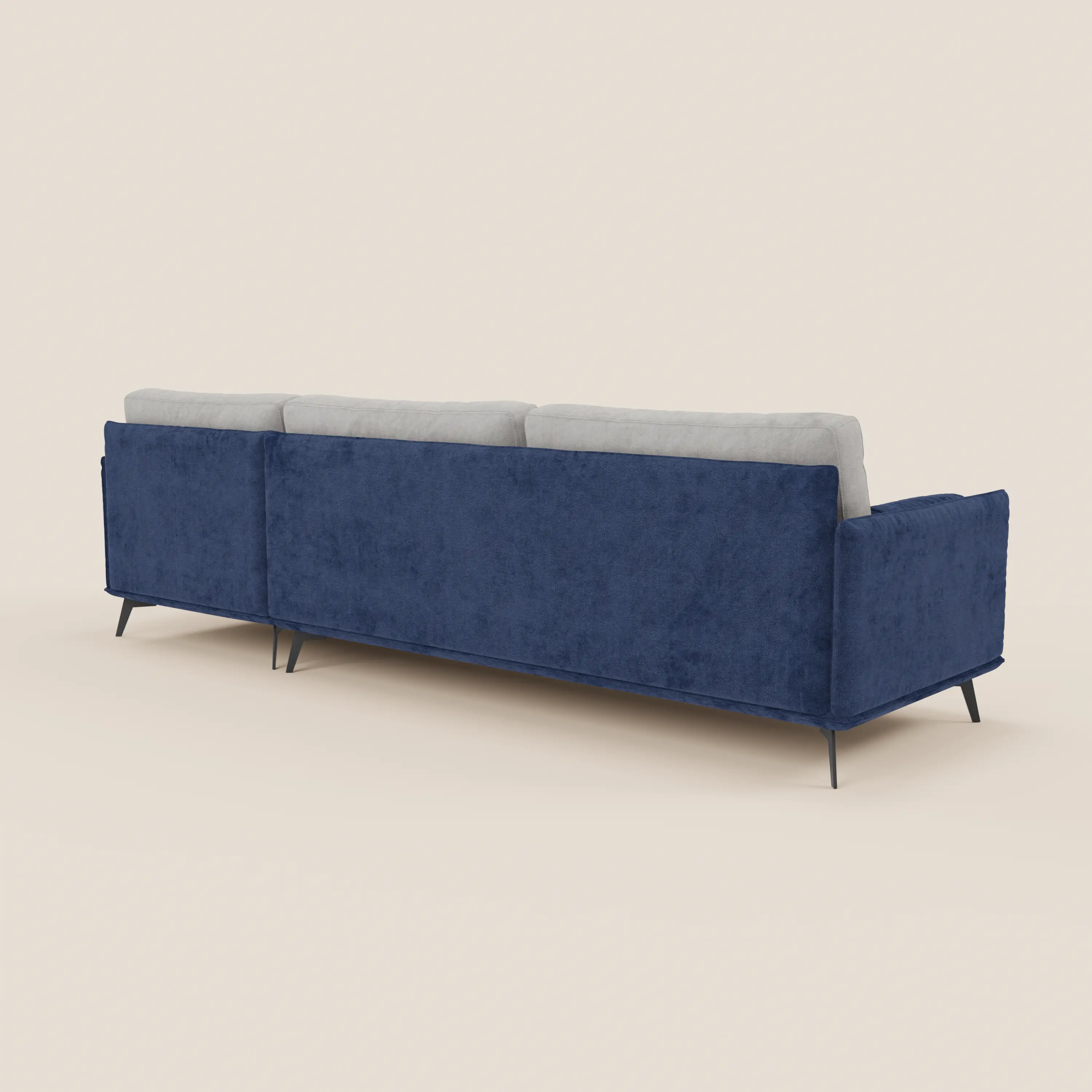 Basalto canapé d'angle bicolore avec méridienne et base en métal - dossiers en plumes et tissu détachable T31 - Image 32