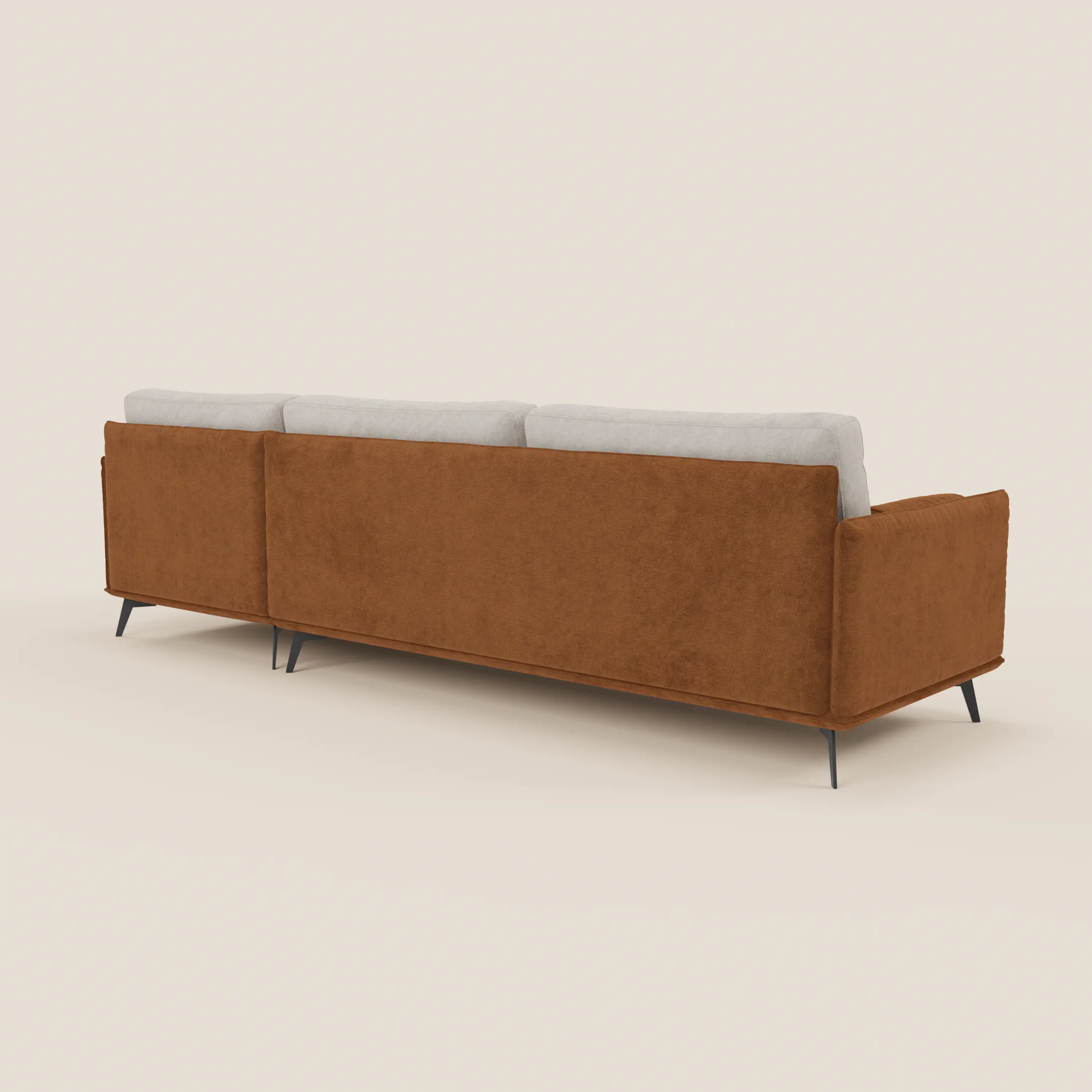 Basalto canapé d'angle bicolore avec méridienne et base en métal - dossiers en plumes et tissu détachable T31 - Image 8