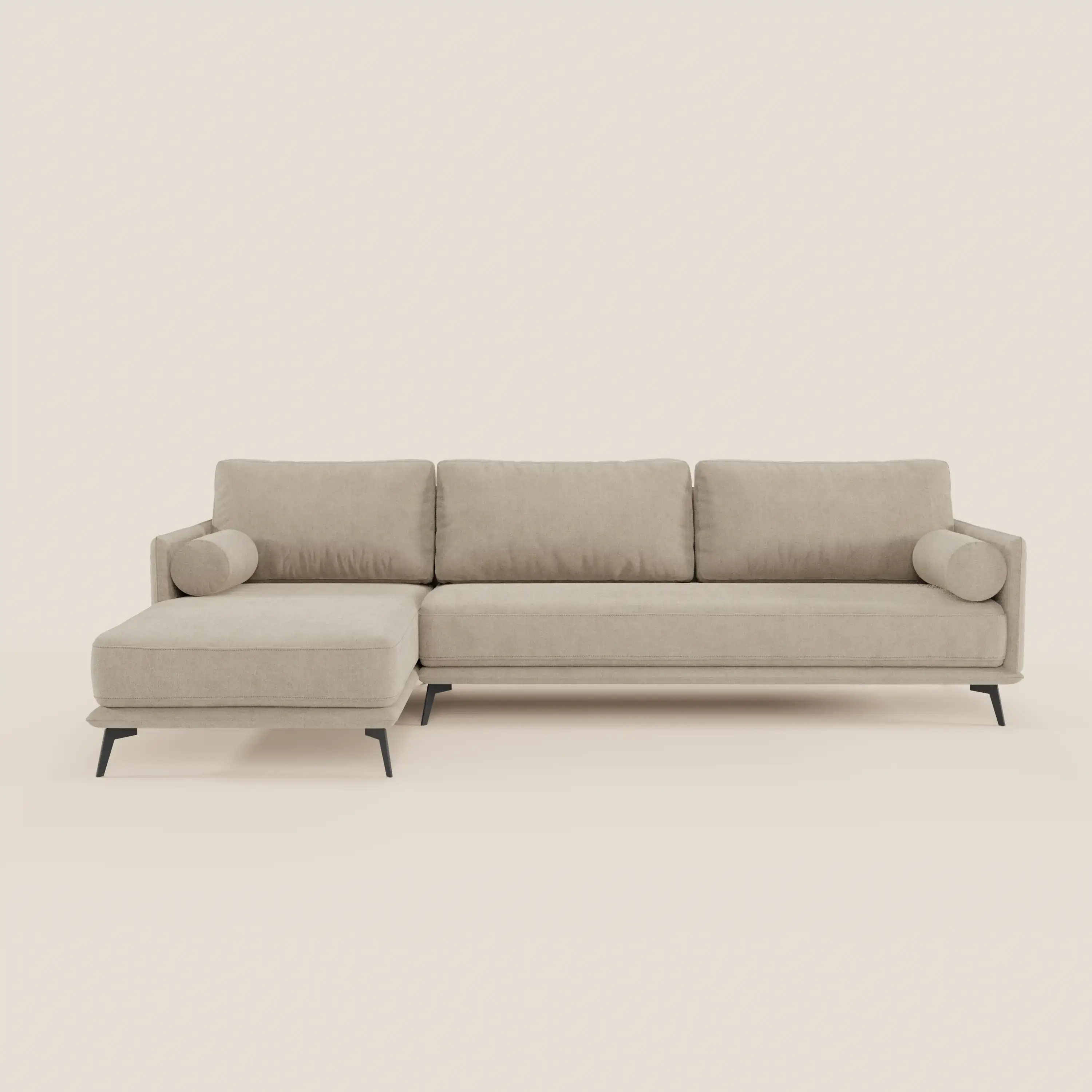 Basalto canapé d'angle moderne avec méridienne et base en métal - dossiers en plumes et tissu détachable T31 - Image 10
