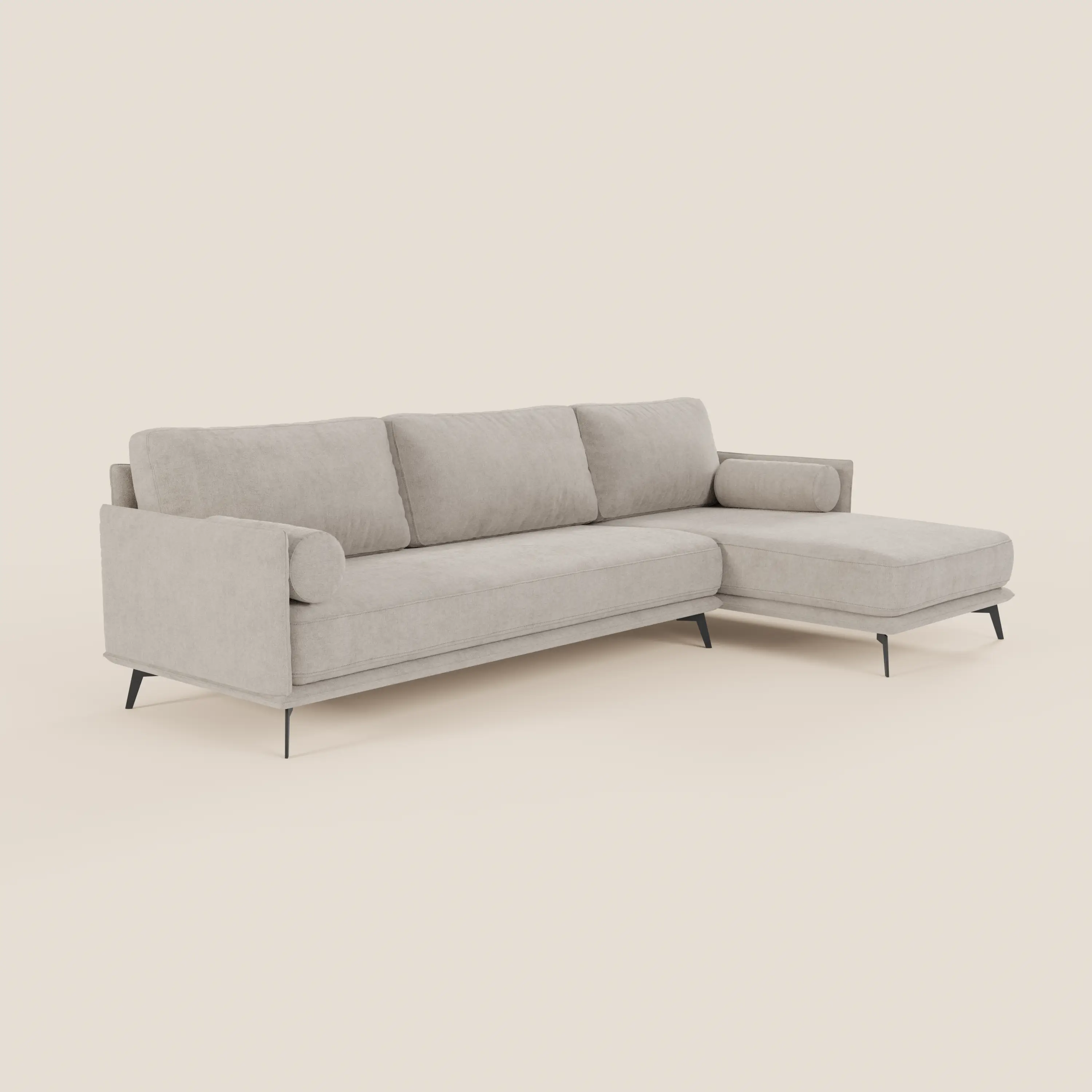 Basalto canapé d'angle moderne avec méridienne et base en métal - dossiers en plumes et tissu détachable T31 - Image 102