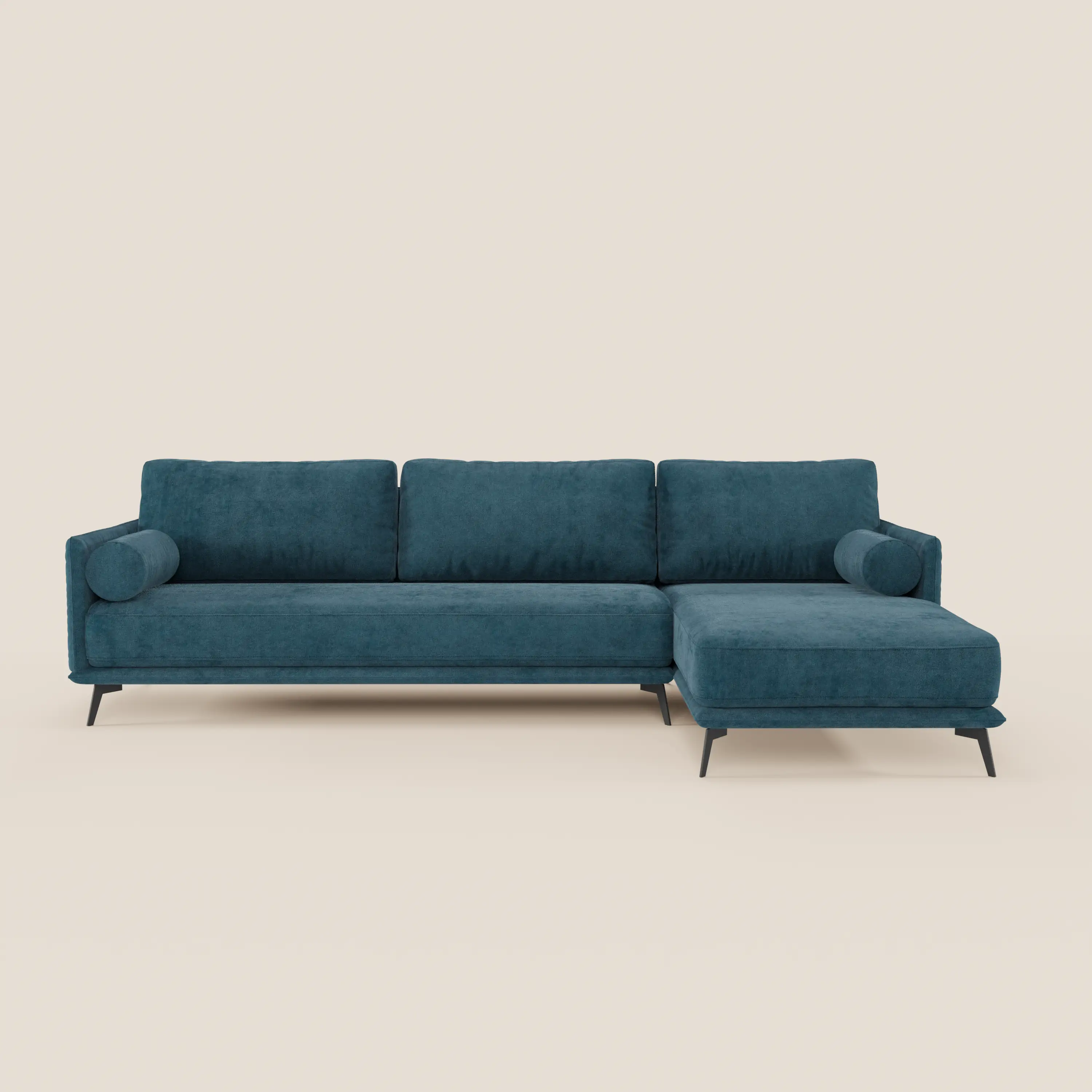 Basalto canapé d'angle moderne avec méridienne et base en métal - dossiers en plumes et tissu détachable T31 - Image 112