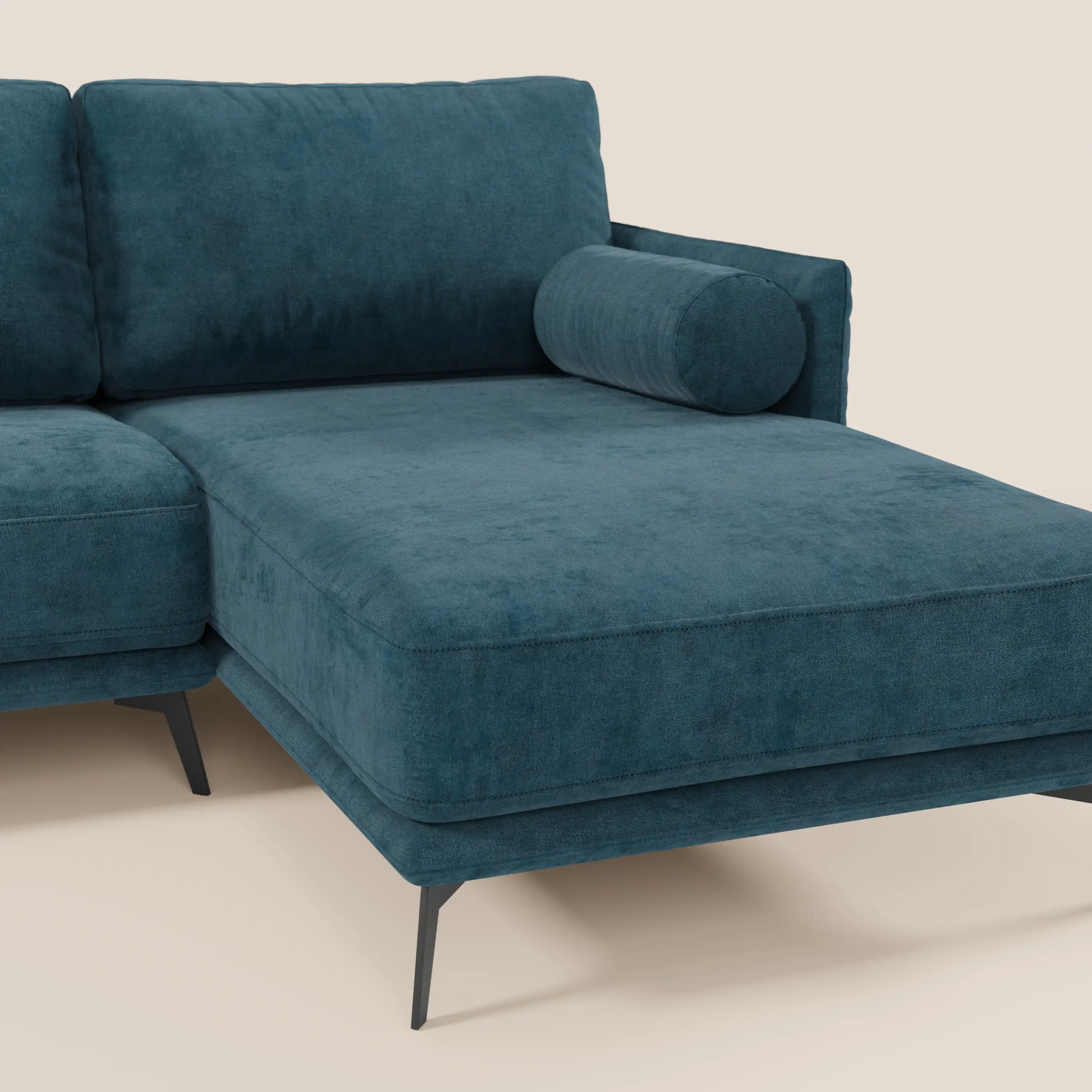 Basalto canapé d'angle moderne avec méridienne et base en métal - dossiers en plumes et tissu détachable T31 - Image 115