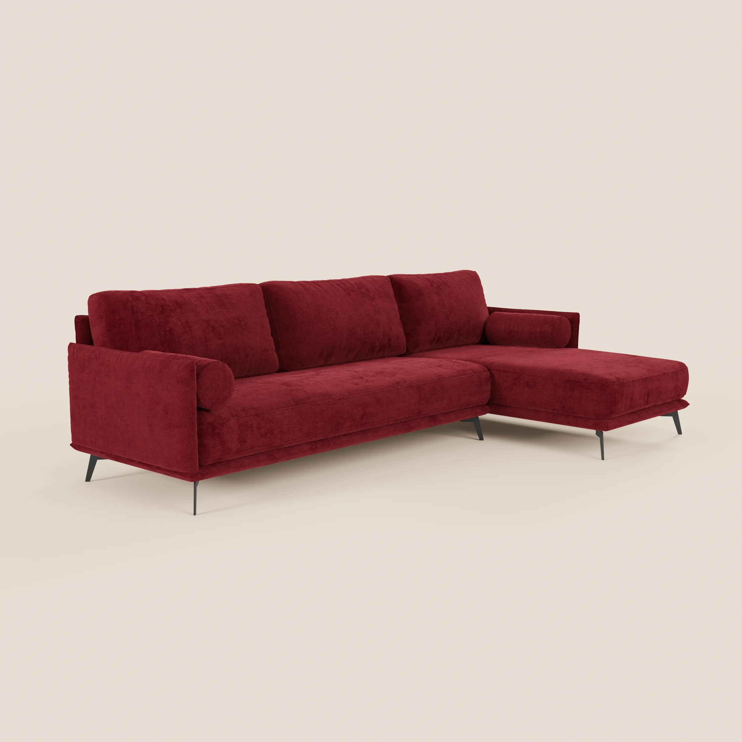 Basalto canapé d'angle moderne avec méridienne et base en métal - dossiers en plumes et tissu détachable T31 - Image 124