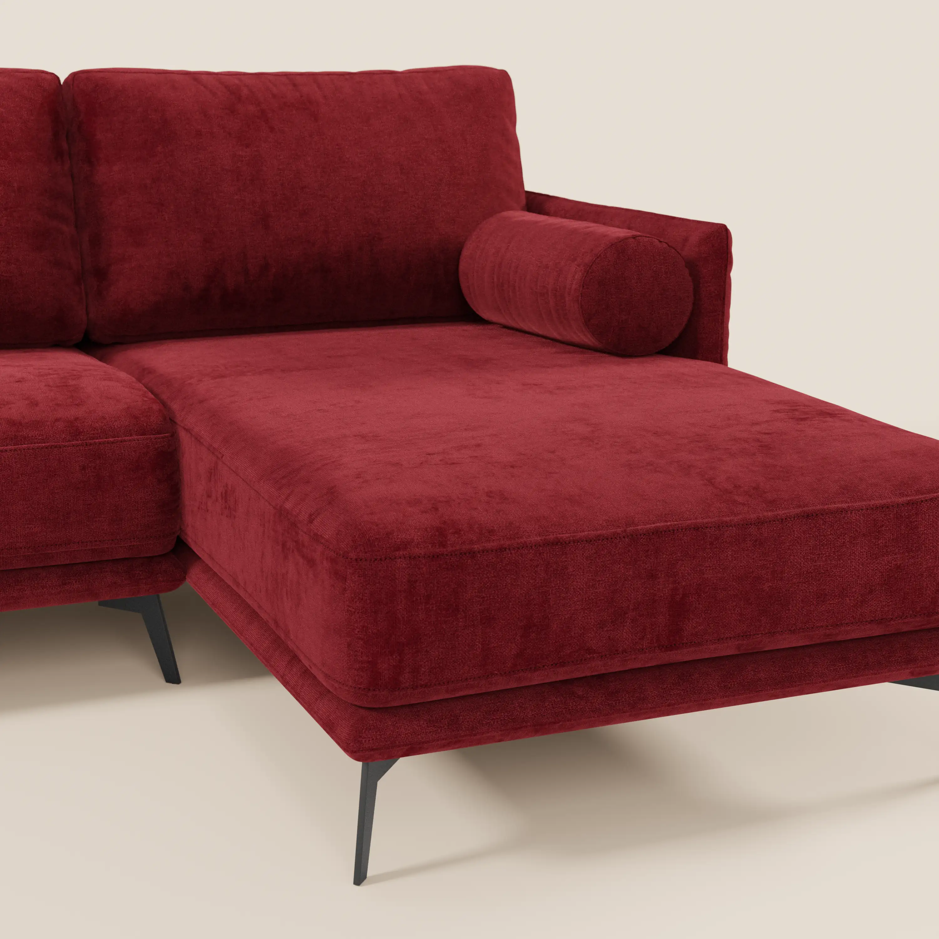 Basalto canapé d'angle moderne avec méridienne et base en métal - dossiers en plumes et tissu détachable T31 - Image 126