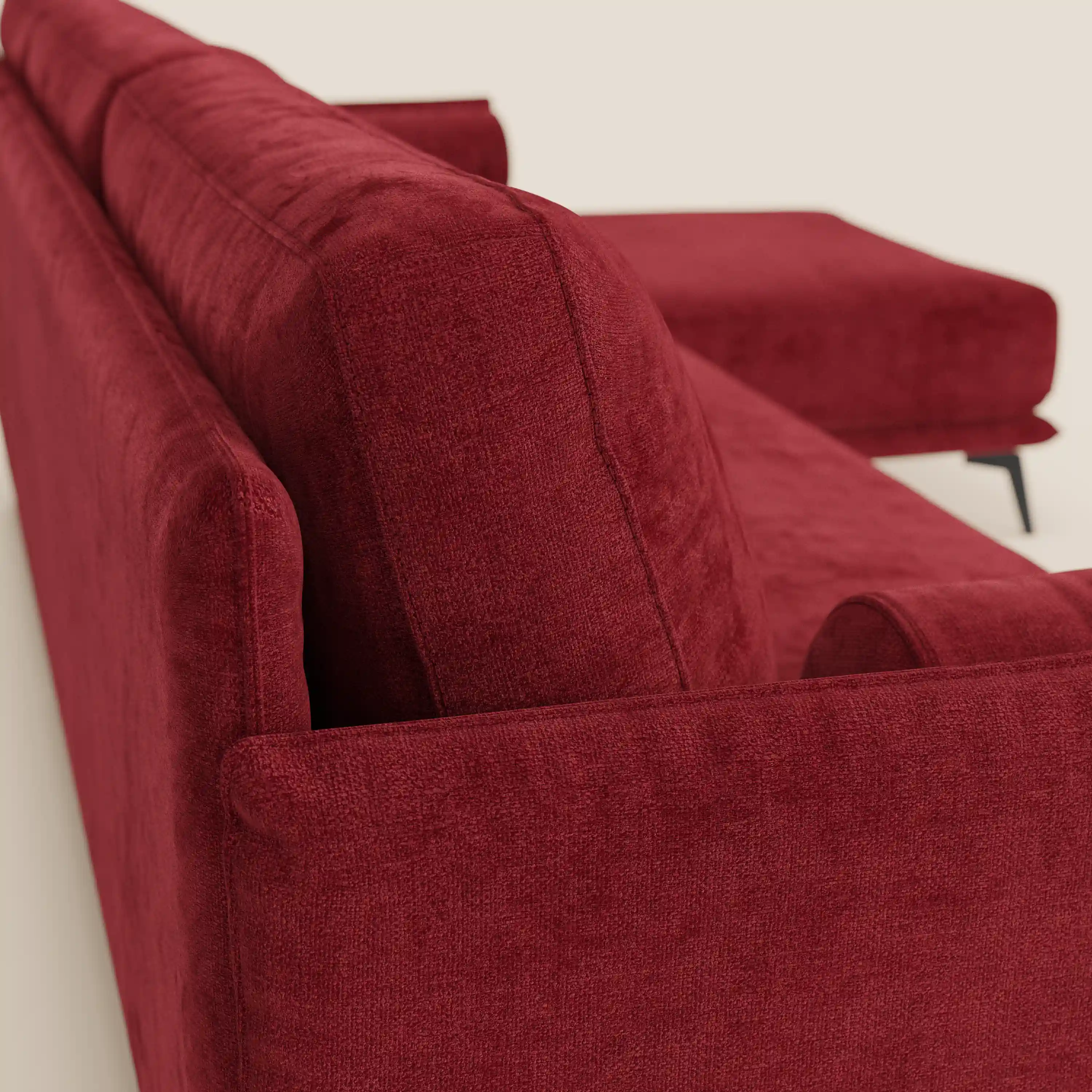 Basalto canapé d'angle moderne avec méridienne et base en métal - dossiers en plumes et tissu détachable T31 - Image 128