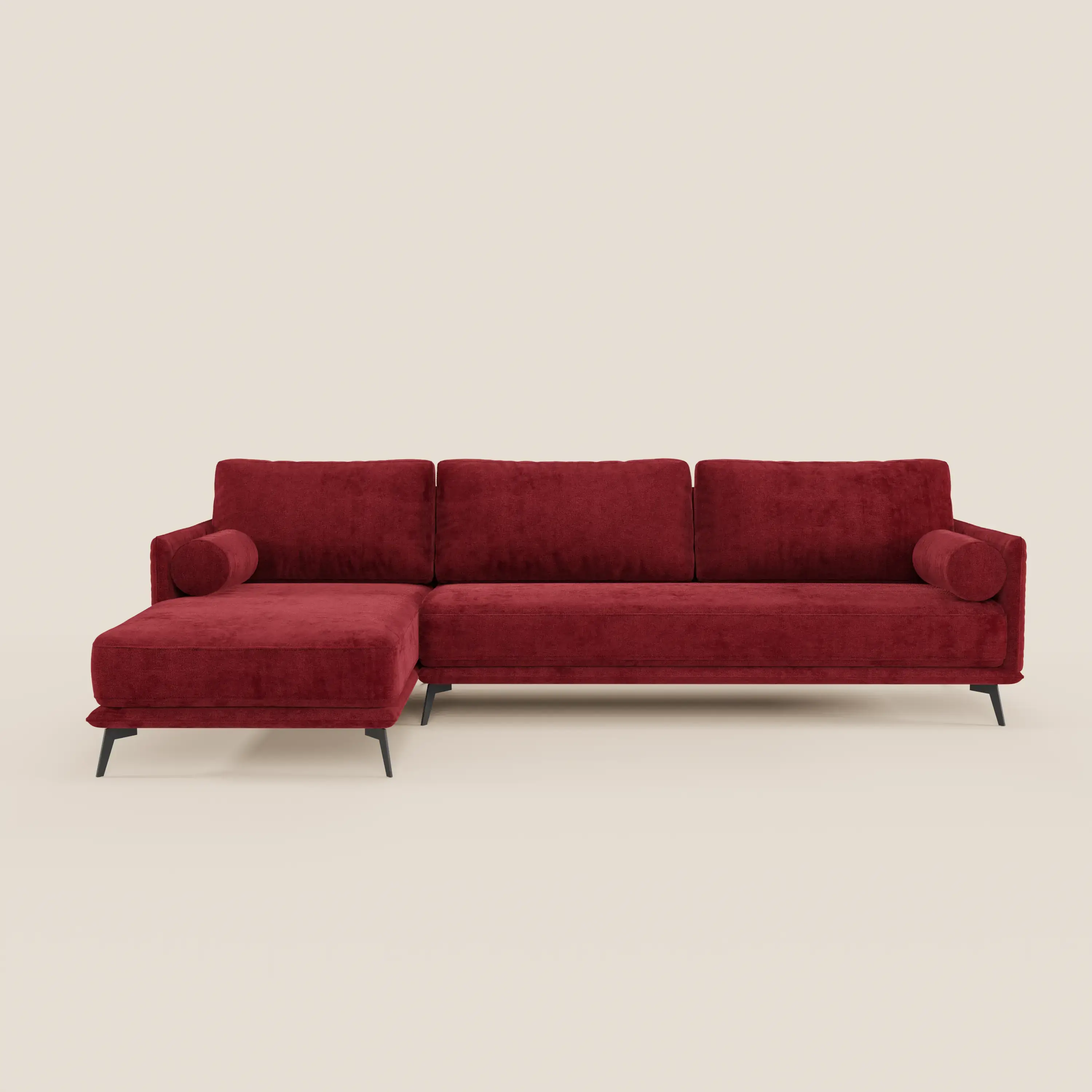 Basalto canapé d'angle moderne avec méridienne et base en métal - dossiers en plumes et tissu détachable T31 - Image 131