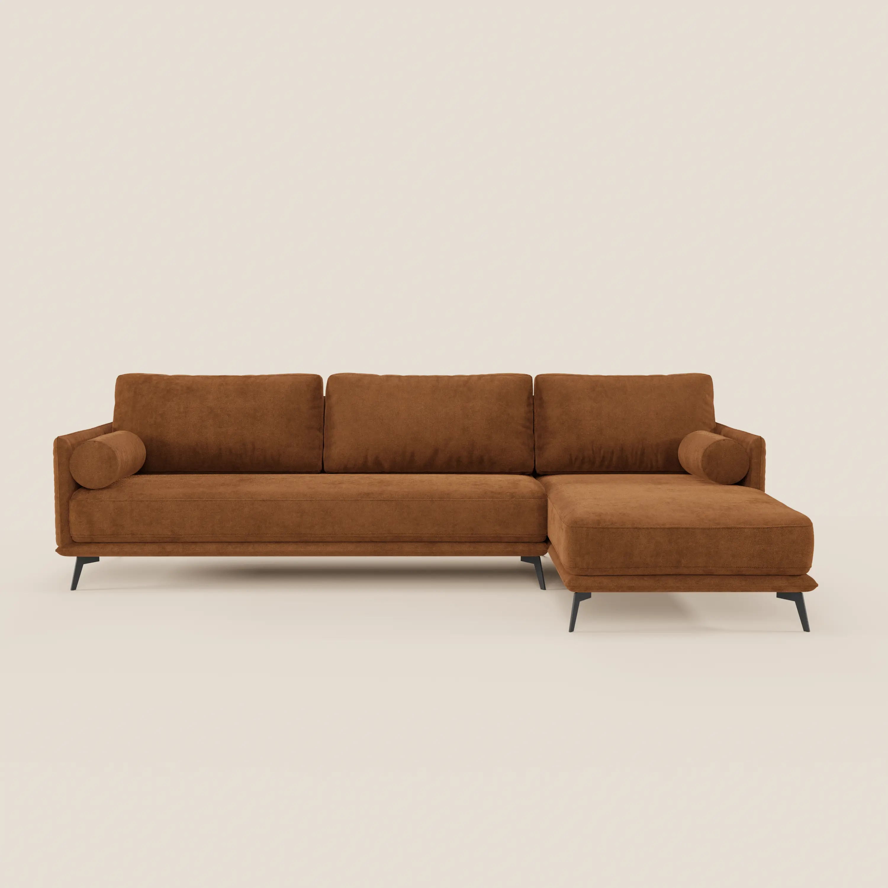 Basalto canapé d'angle moderne avec méridienne et base en métal - dossiers en plumes et tissu détachable T31 - Image 134