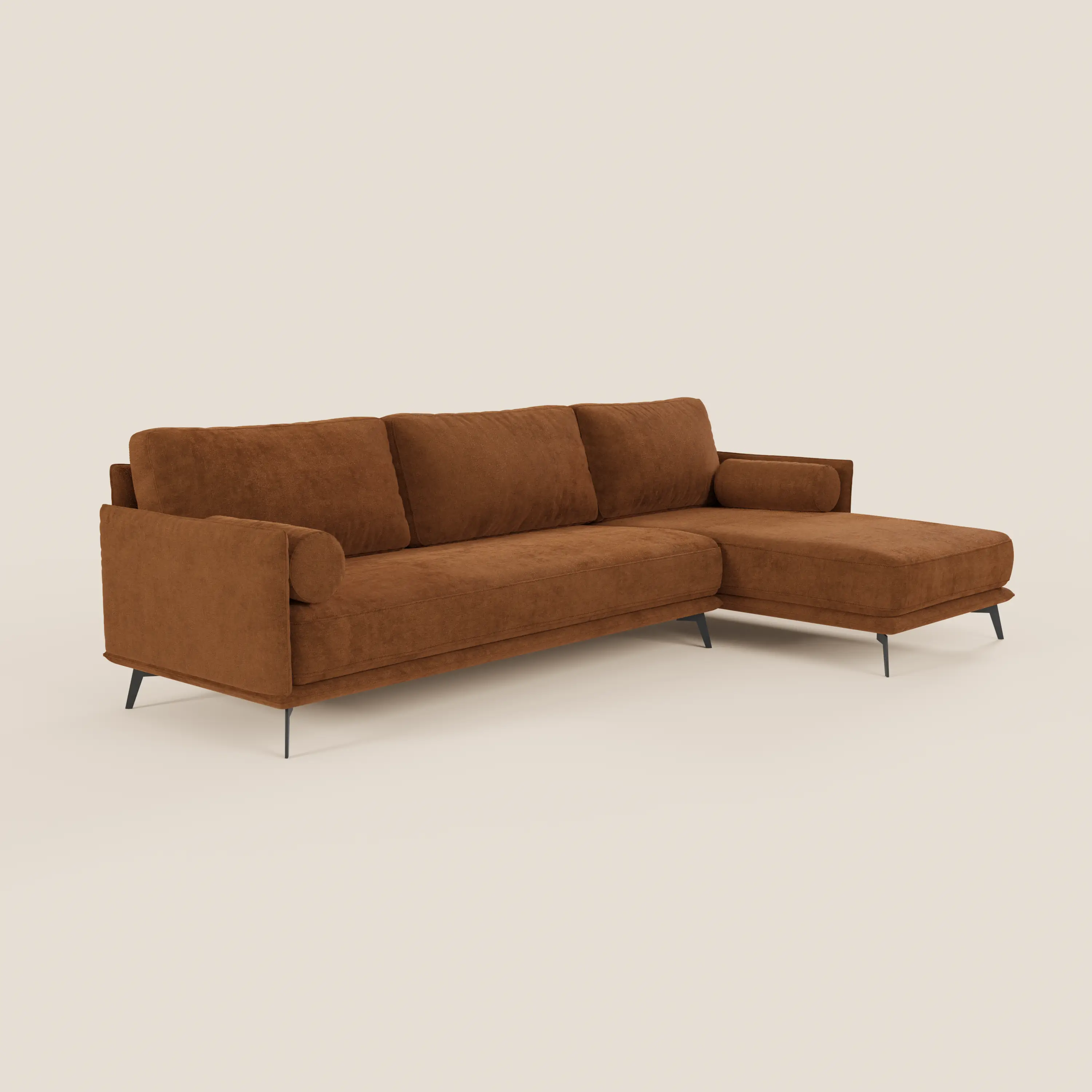 Basalto canapé d'angle moderne avec méridienne et base en métal - dossiers en plumes et tissu détachable T31 - Image 135
