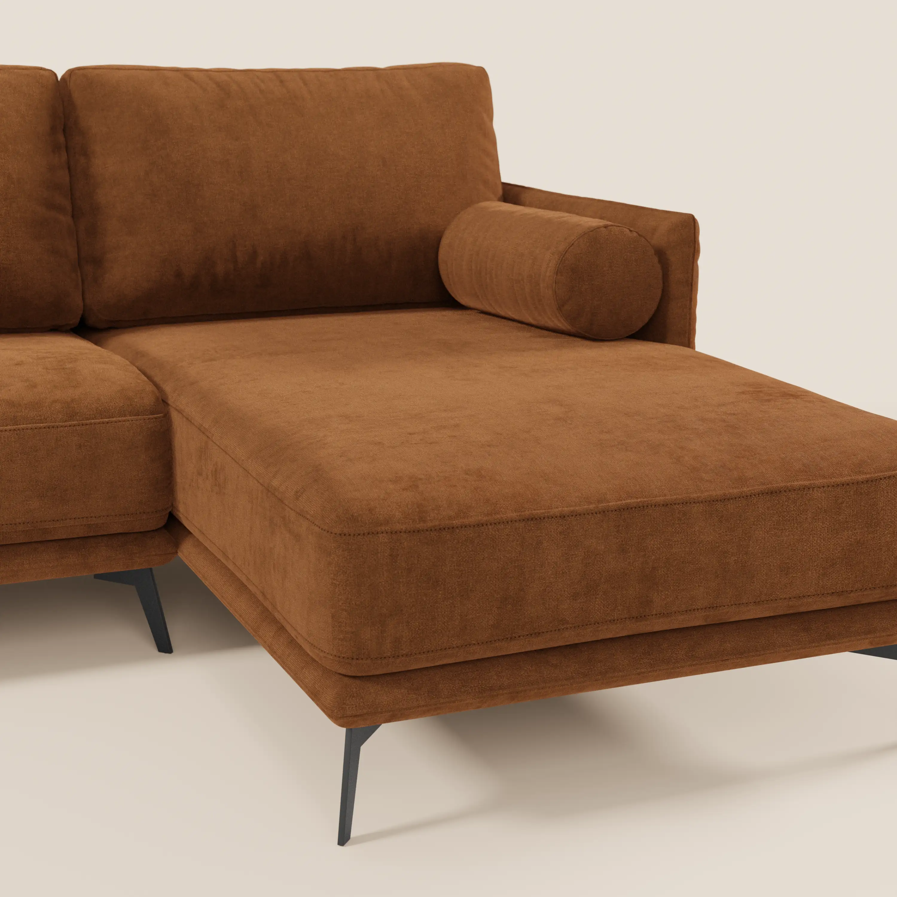 Basalto canapé d'angle moderne avec méridienne et base en métal - dossiers en plumes et tissu détachable T31 - Image 137