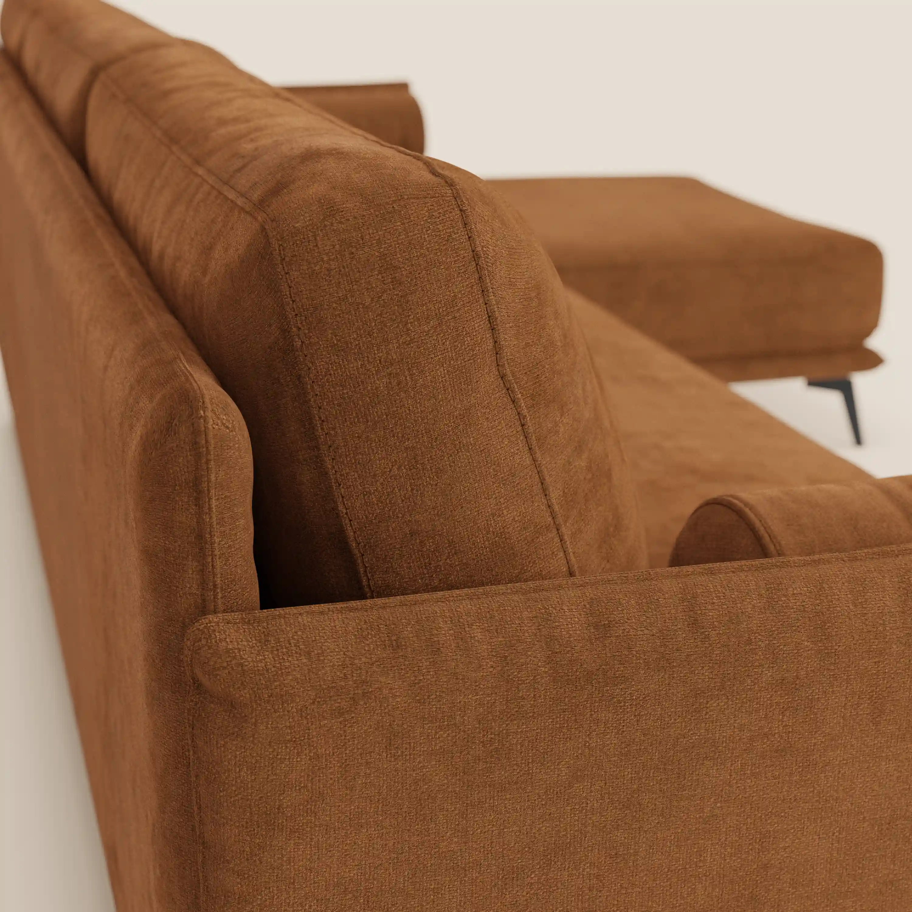 Basalto canapé d'angle moderne avec méridienne et base en métal - dossiers en plumes et tissu détachable T31 - Image 139