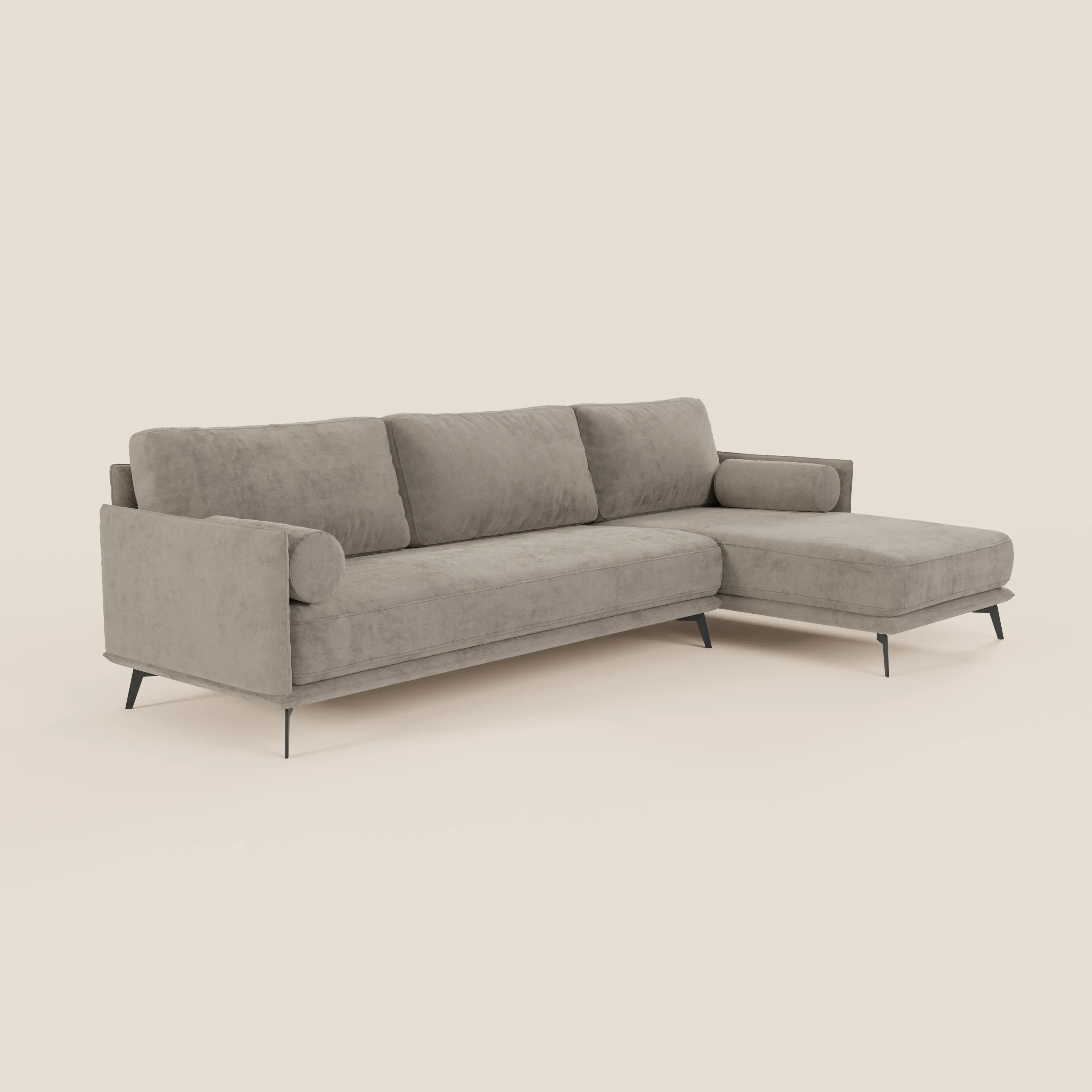 Basalto canapé d'angle moderne avec méridienne et base en métal - dossiers en plumes et tissu détachable T31 - Image 146