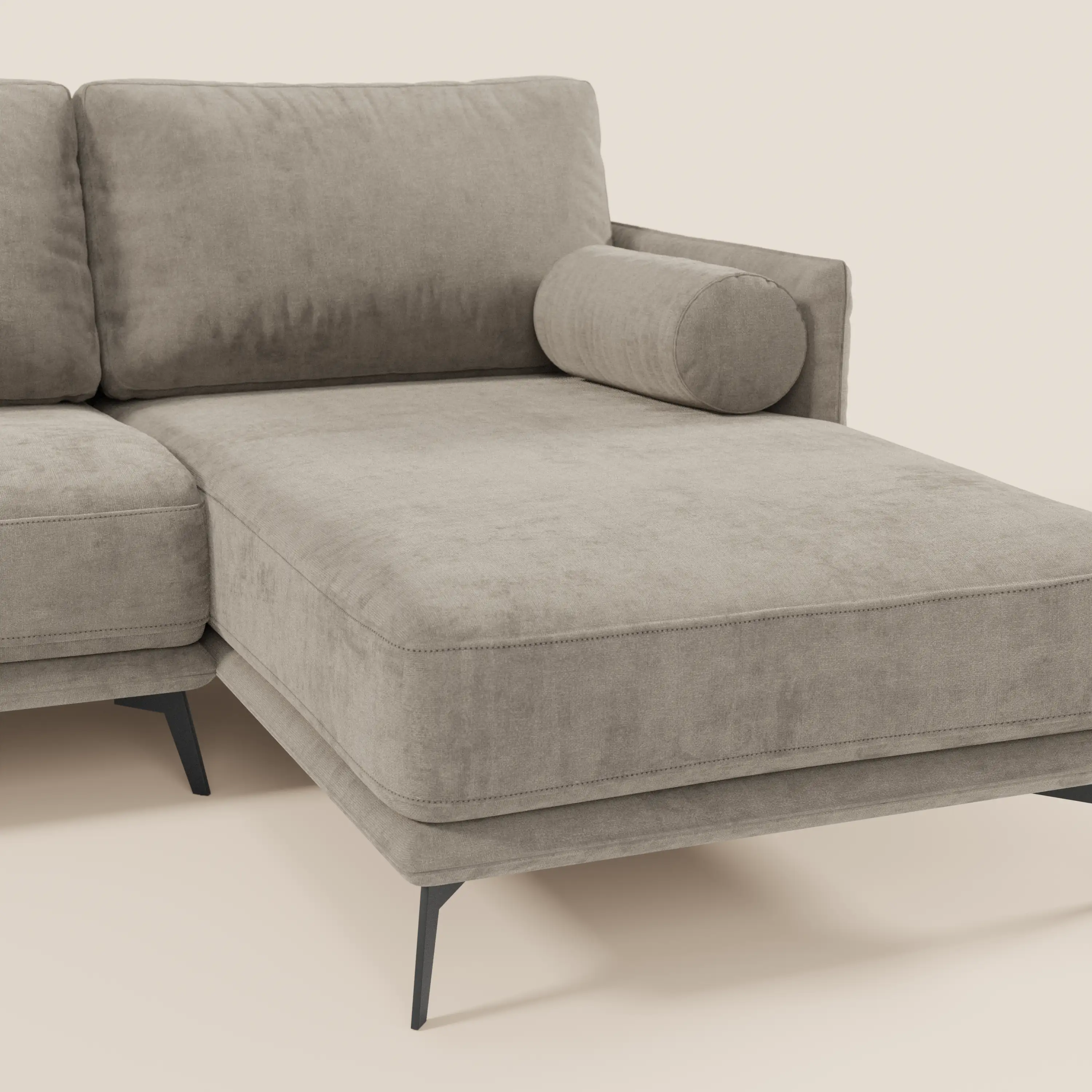 Basalto canapé d'angle moderne avec méridienne et base en métal - dossiers en plumes et tissu détachable T31 - Image 148