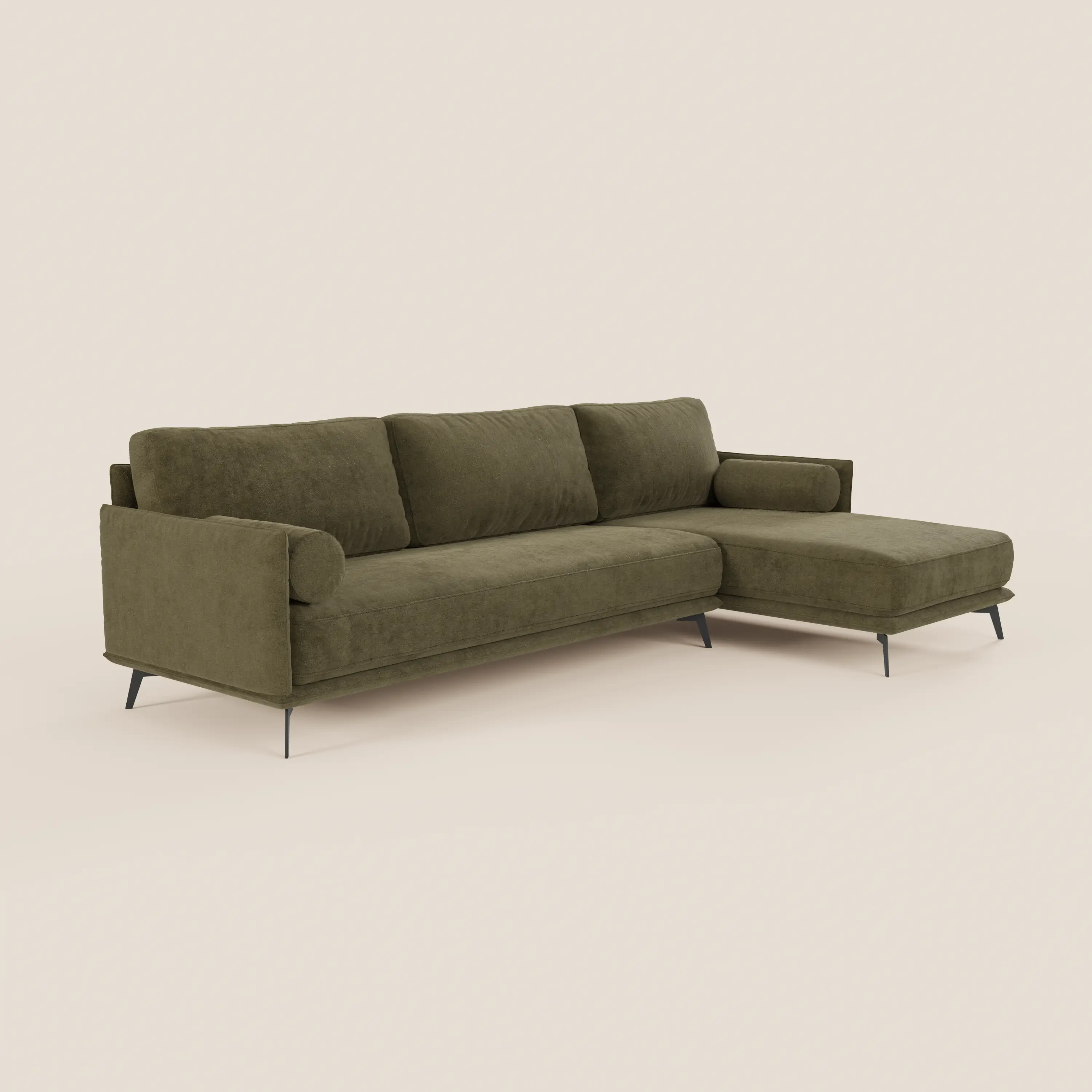 Basalto canapé d'angle moderne avec méridienne et base en métal - dossiers en plumes et tissu détachable T31 - Image 157