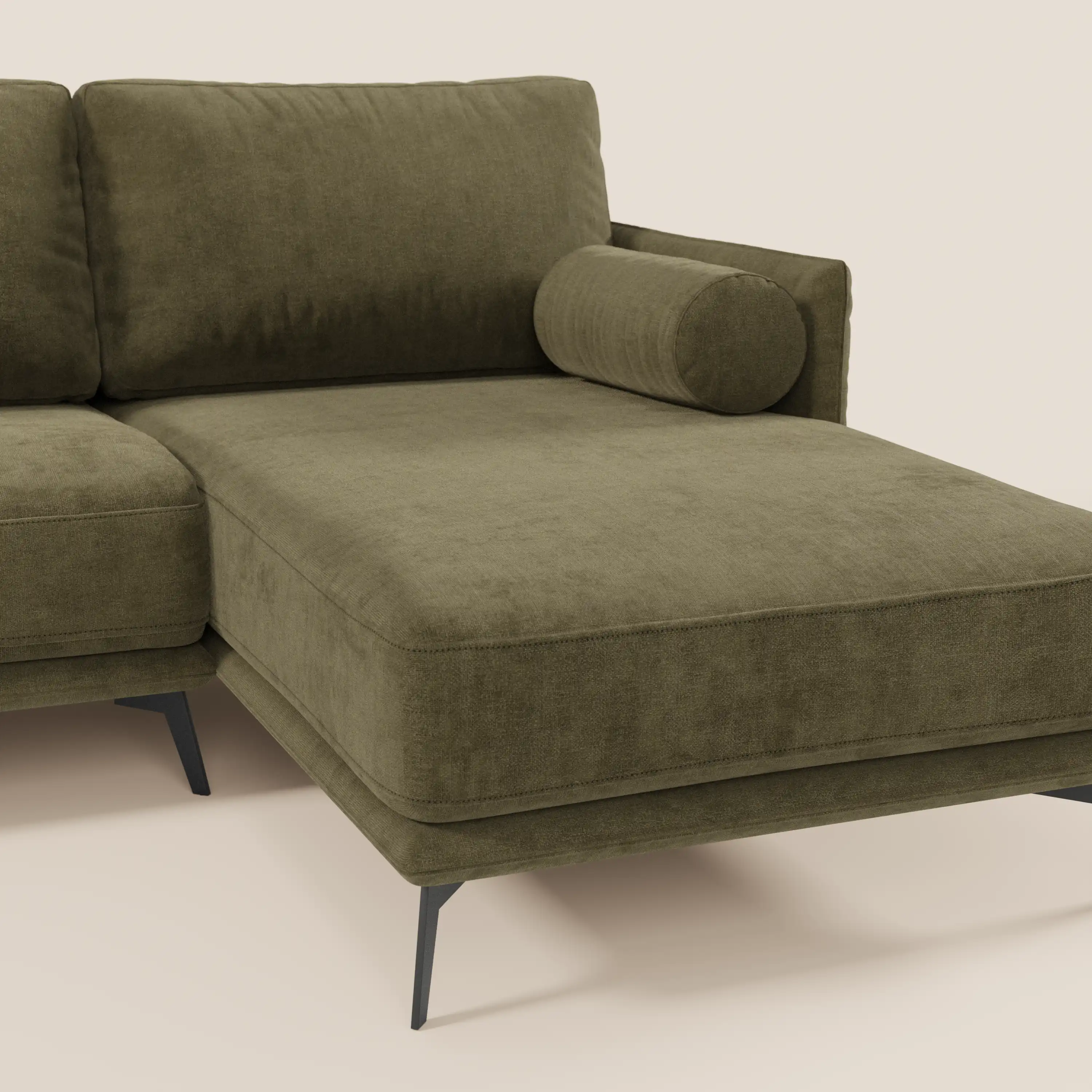 Basalto canapé d'angle moderne avec méridienne et base en métal - dossiers en plumes et tissu détachable T31 - Image 159