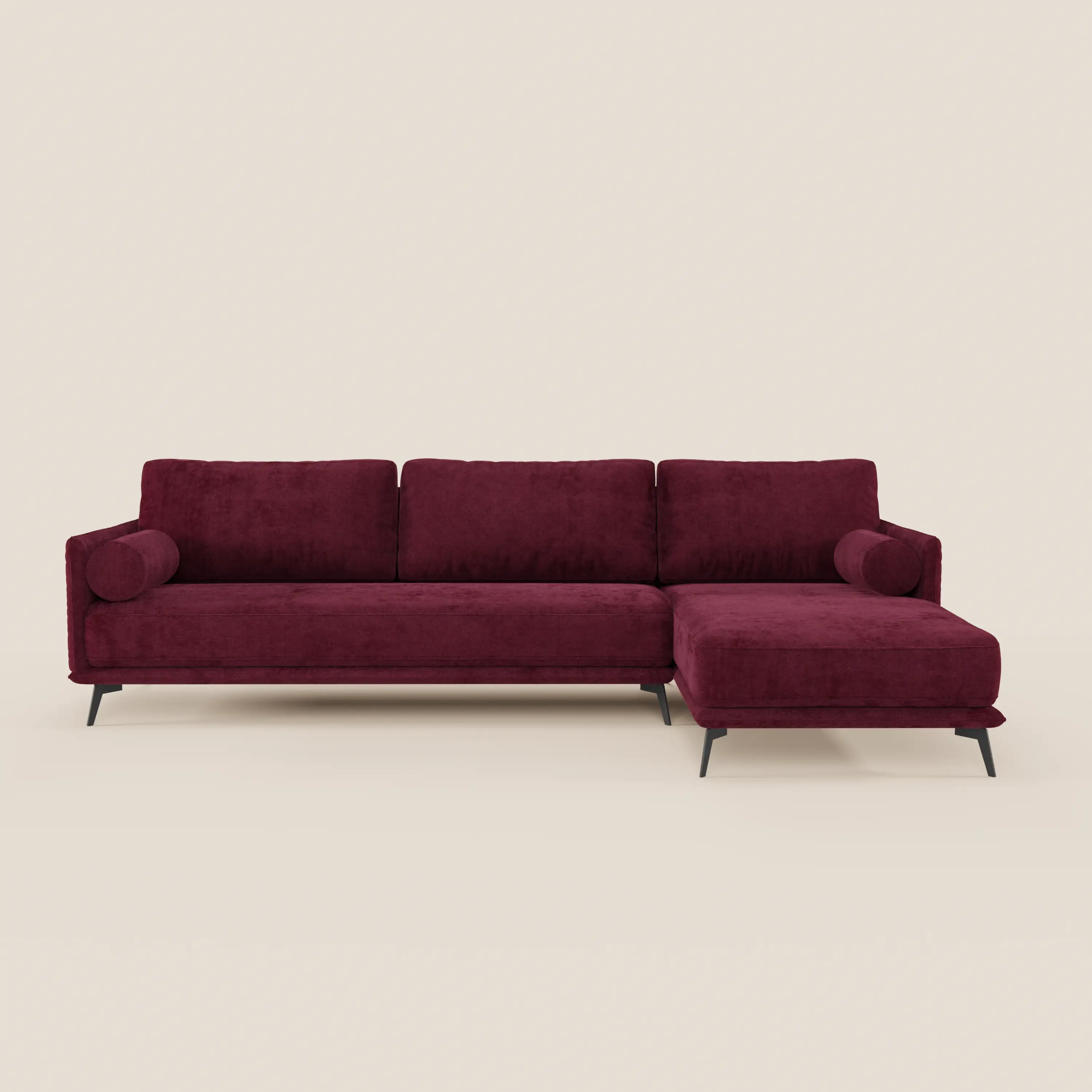 Basalto canapé d'angle moderne avec méridienne et base en métal - dossiers en plumes et tissu détachable T31 - Image 167