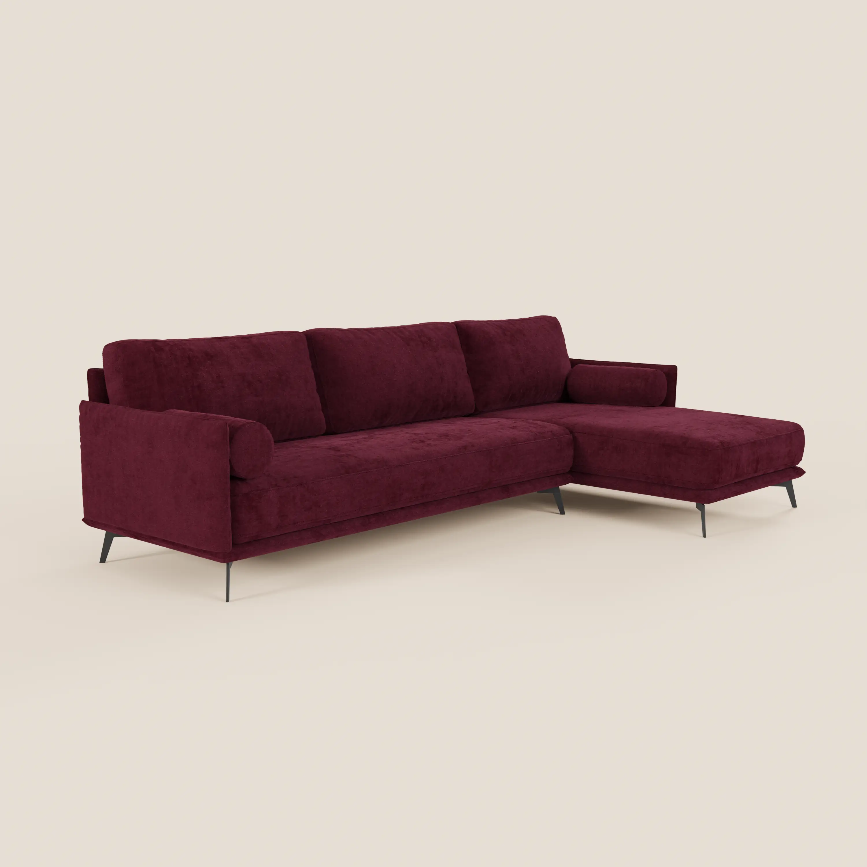 Basalto canapé d'angle moderne avec méridienne et base en métal - dossiers en plumes et tissu détachable T31 - Image 168