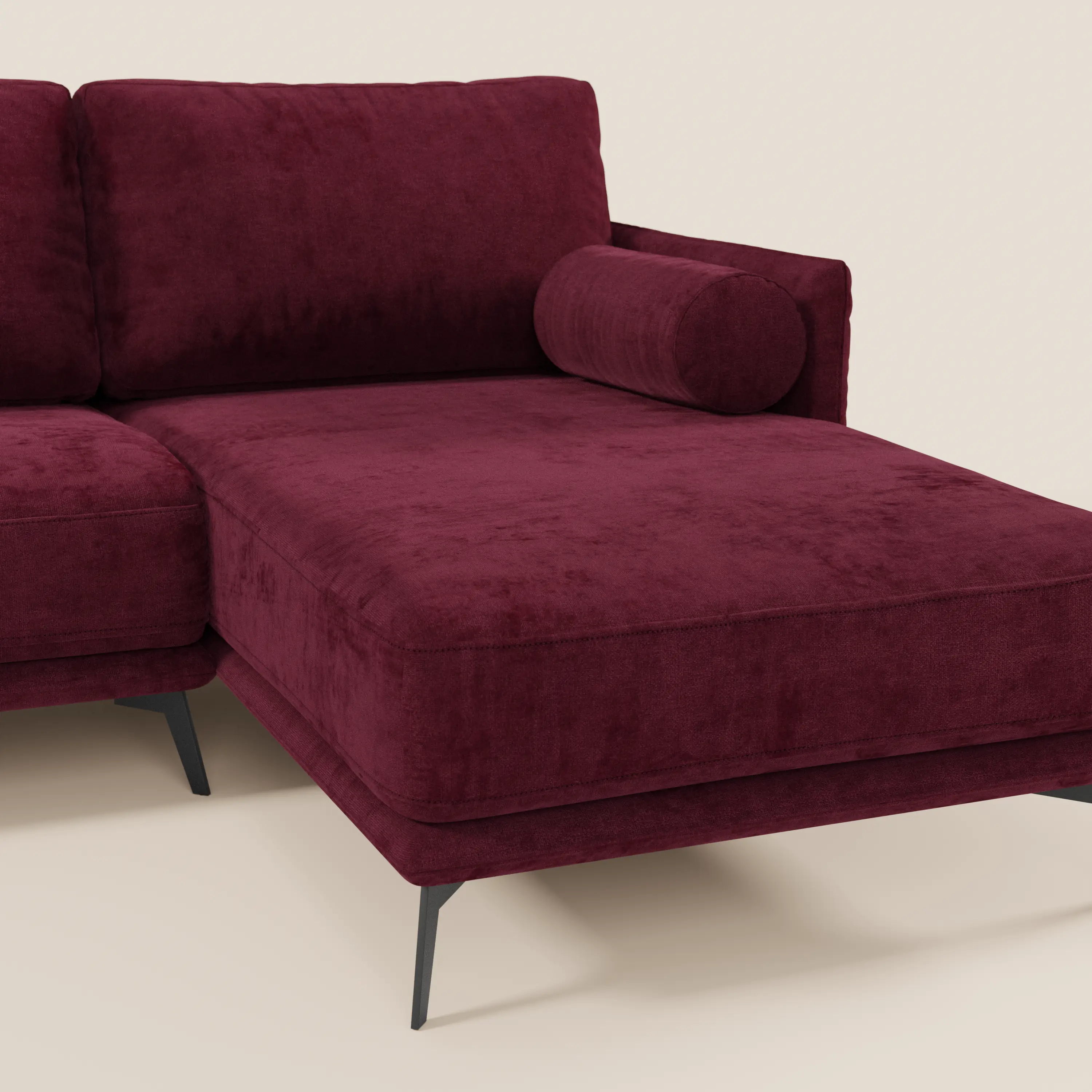 Basalto canapé d'angle moderne avec méridienne et base en métal - dossiers en plumes et tissu détachable T31 - Image 170
