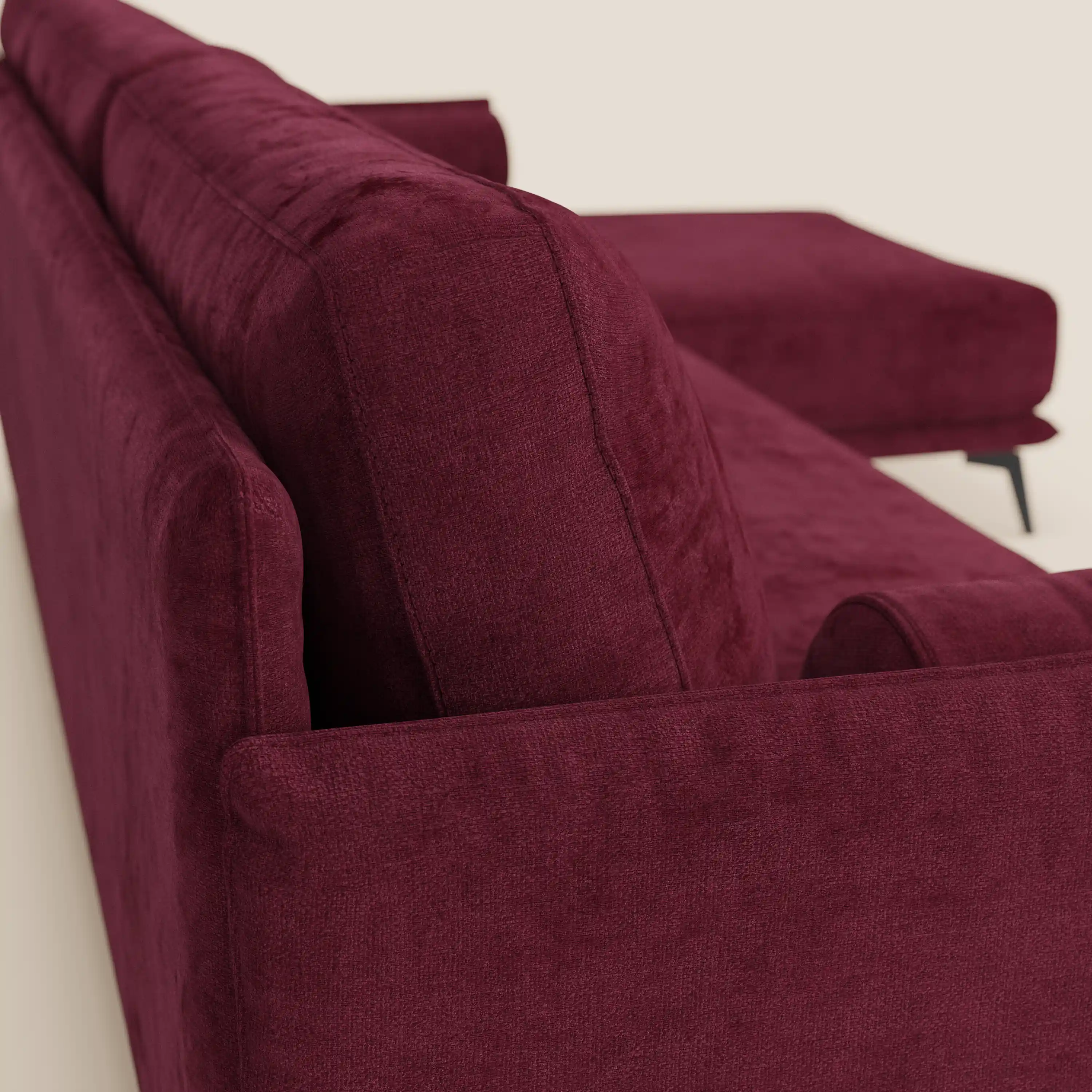 Basalto canapé d'angle moderne avec méridienne et base en métal - dossiers en plumes et tissu détachable T31 - Image 172